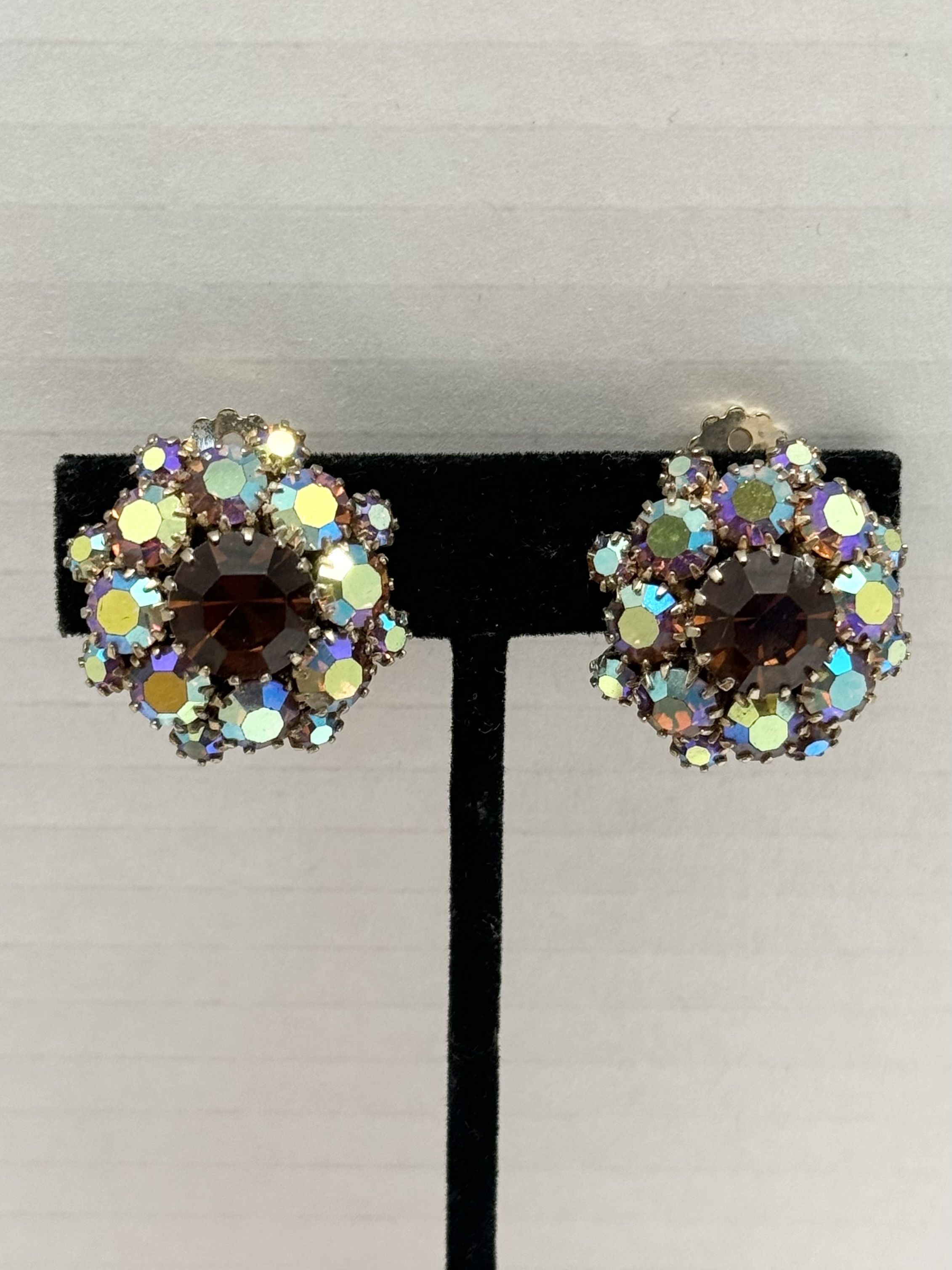 Vintage Vintage brown rhinestone glass earrings Size ONE SIZE - 6 Thumbnail