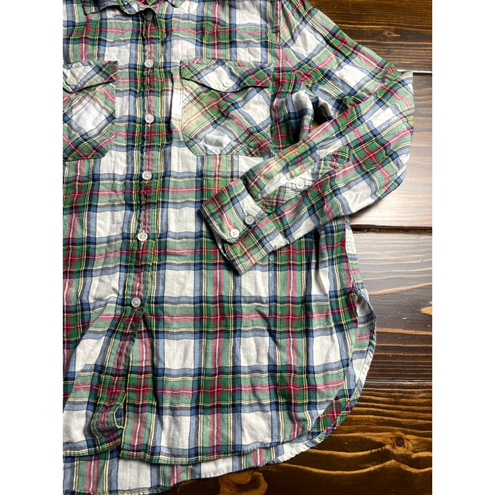 J.Crew J.CREW Shirt Women's Size 12 Green Plaid Button Up Color Shading Size XL / US 12-14 / IT 48-50 - 3 Thumbnail