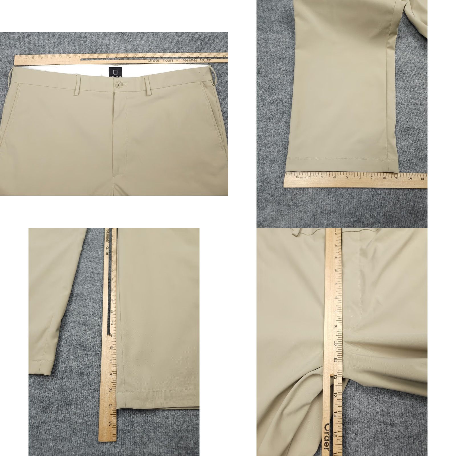 Vintage ScotteVest Pants Mens 41 x 34 Beige Chino Travel 100% Poly SEV-02 | Regular Straight Pockets Stretch Mens Size 42R - 8 Thumbnail