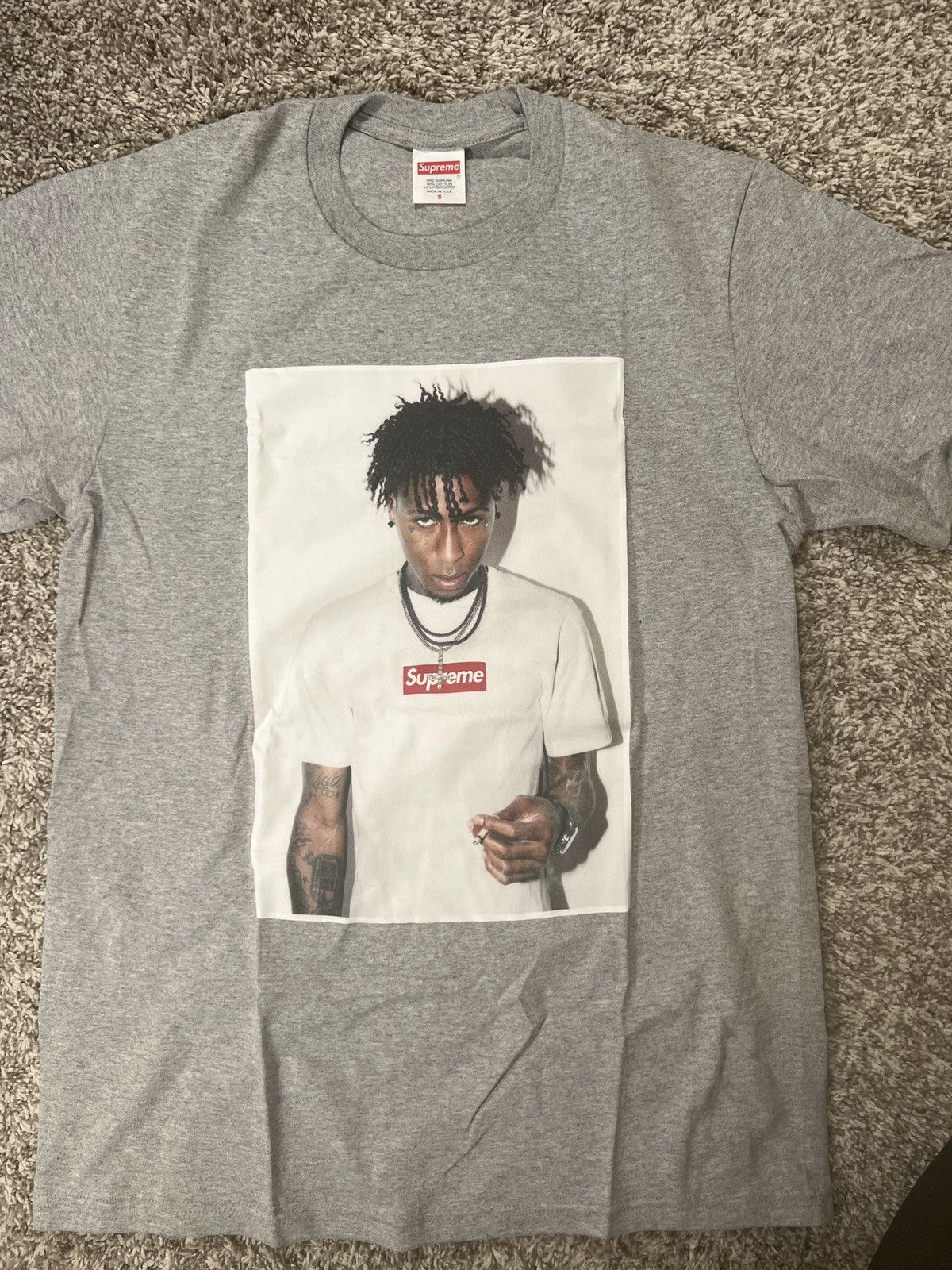 image of Hypebeast x Supreme Nba Young Boy Never Broke Again Photo Shirt Gray in Grey, Men's (Size Small)