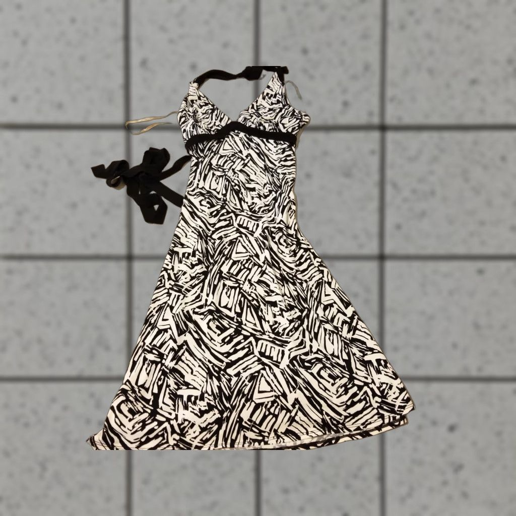 Bcbgmaxazria Womens BCBGMAXAZRIA Dress M Medium Black White Cotton A-Line Knee Length Womens Size M / US 6-8 / IT 42-44 - 1 Thumbnail