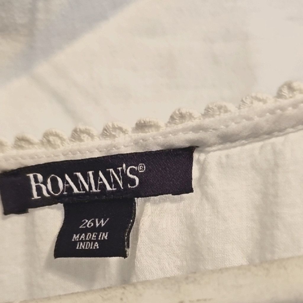 NO ID Roaman's Elegant White Embroidered Tank Top Size 4XL / US 24-26 - 3 Thumbnail