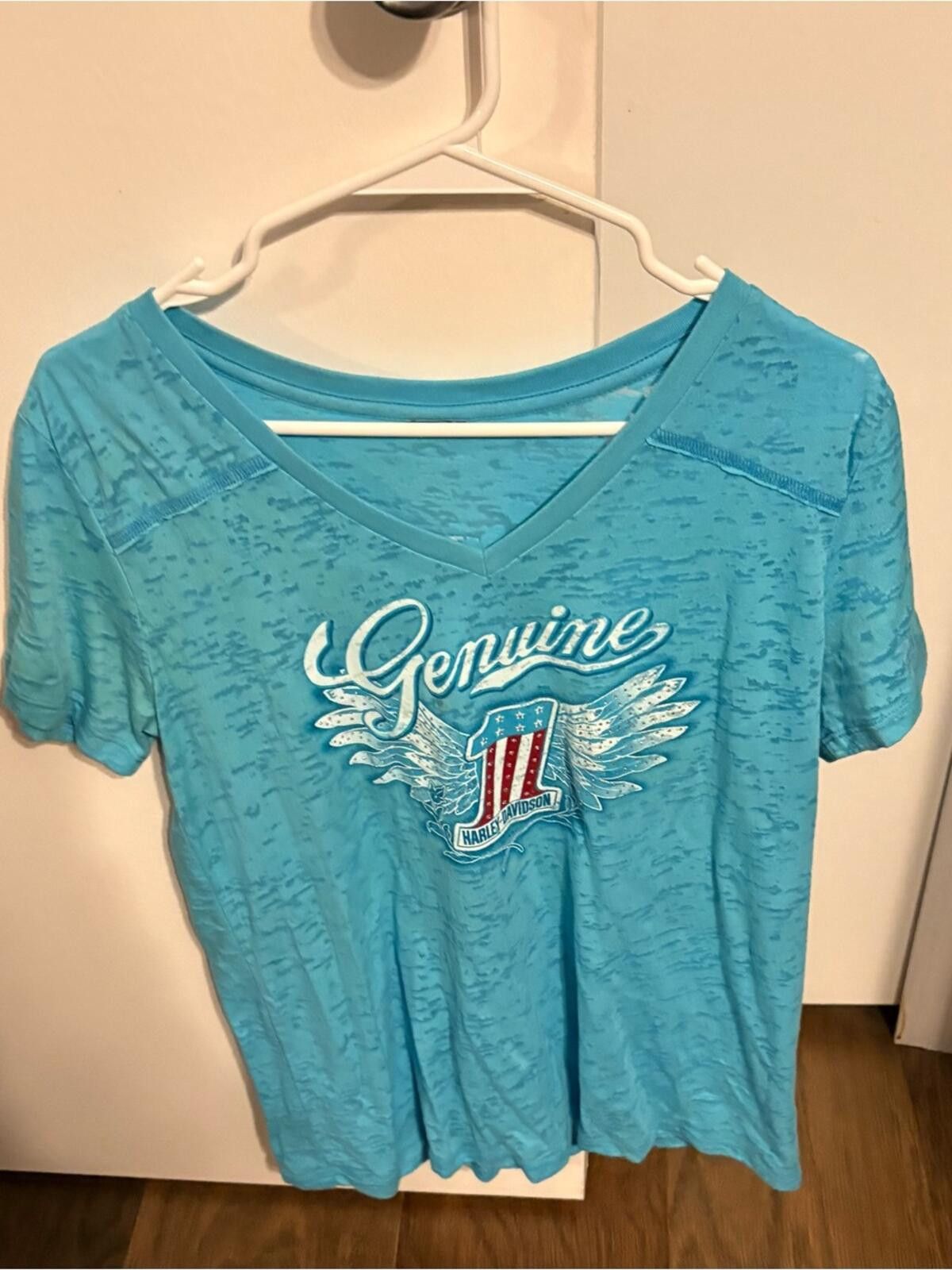 Harley Davidson Harley-Davidson Tulsa OK V-Neck Tee with 'Genuine' Crest Size L / US 10 / IT 46 - 1 Thumbnail