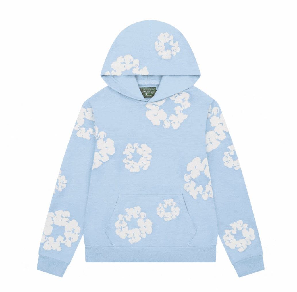 DENIM TEARS The Cotton Wreath Hooded Sweatshirt Sky Blue DENIM TEARS The Cotton Wreath Hooded Sweatshirt Sky Blue