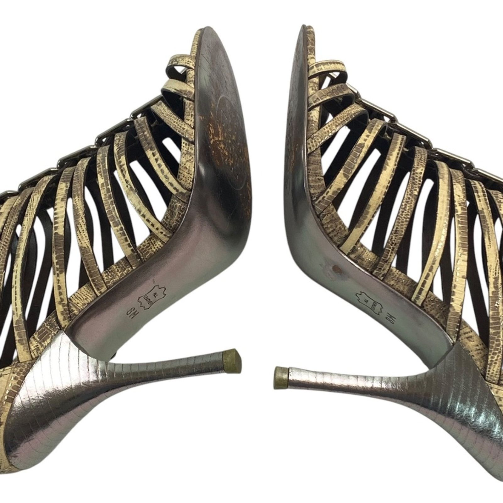 Tory Burch Tory Burch Caged Strappy Snake Print Stiletto Heels Sz 8 Size US 8 / IT 38 - 5 Thumbnail