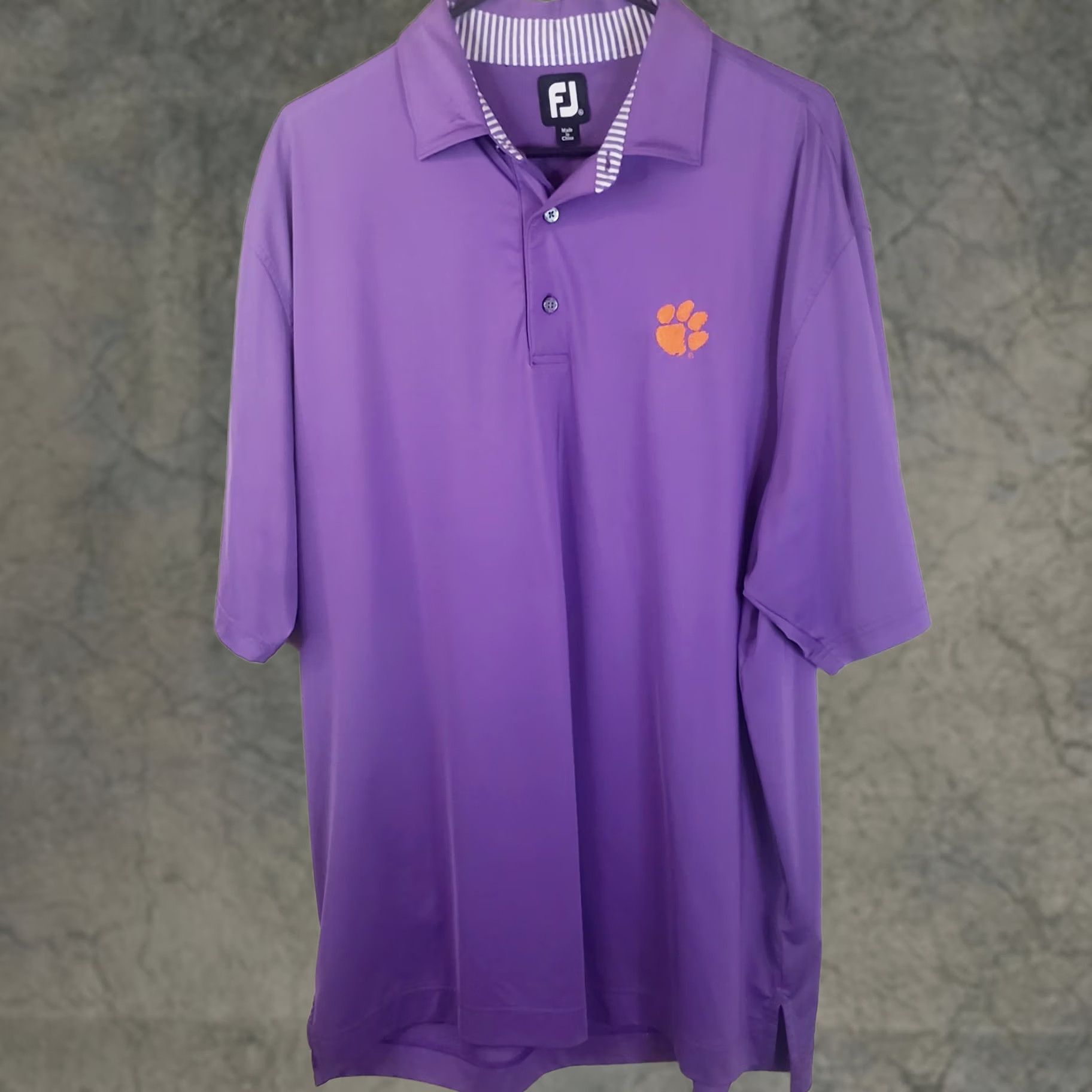 Footjoy Clemson Tigers Polo Shirt Mens Large Purple FootJoy Athletic Fit Performance Shirt Size US L / EU 52-54 / 3 - 1 Thumbnail