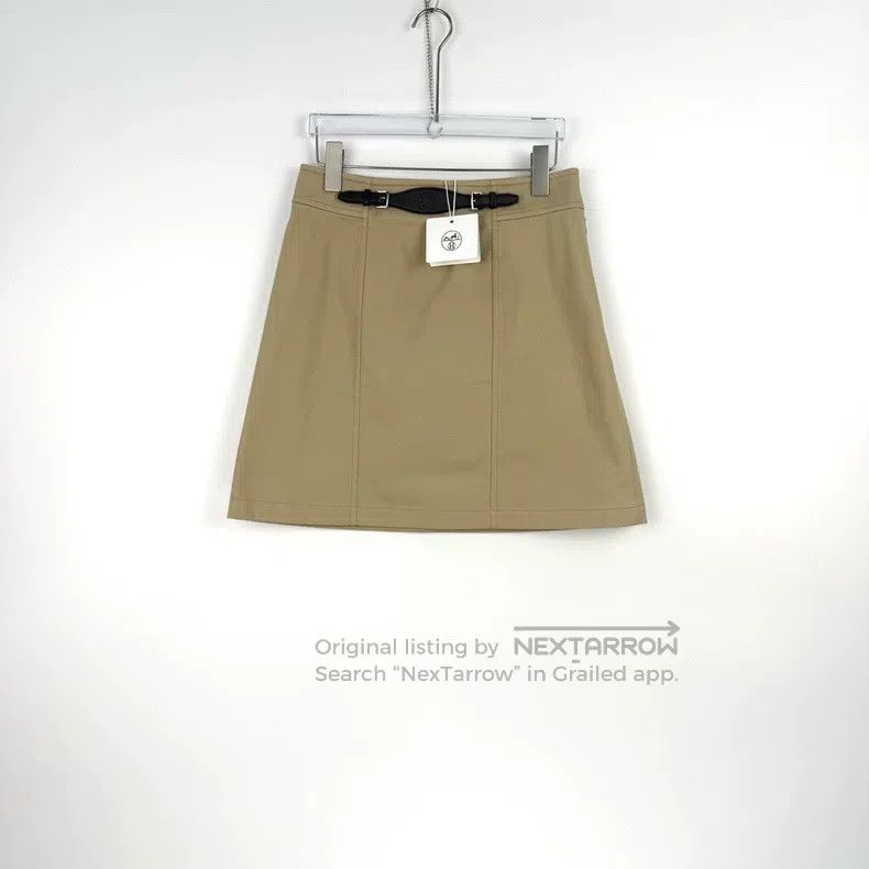 Hermes Hermes Khaki Color Leather Buckle Cargo Skirt Size 25" / US 0 / IT 36 - 3 Thumbnail
