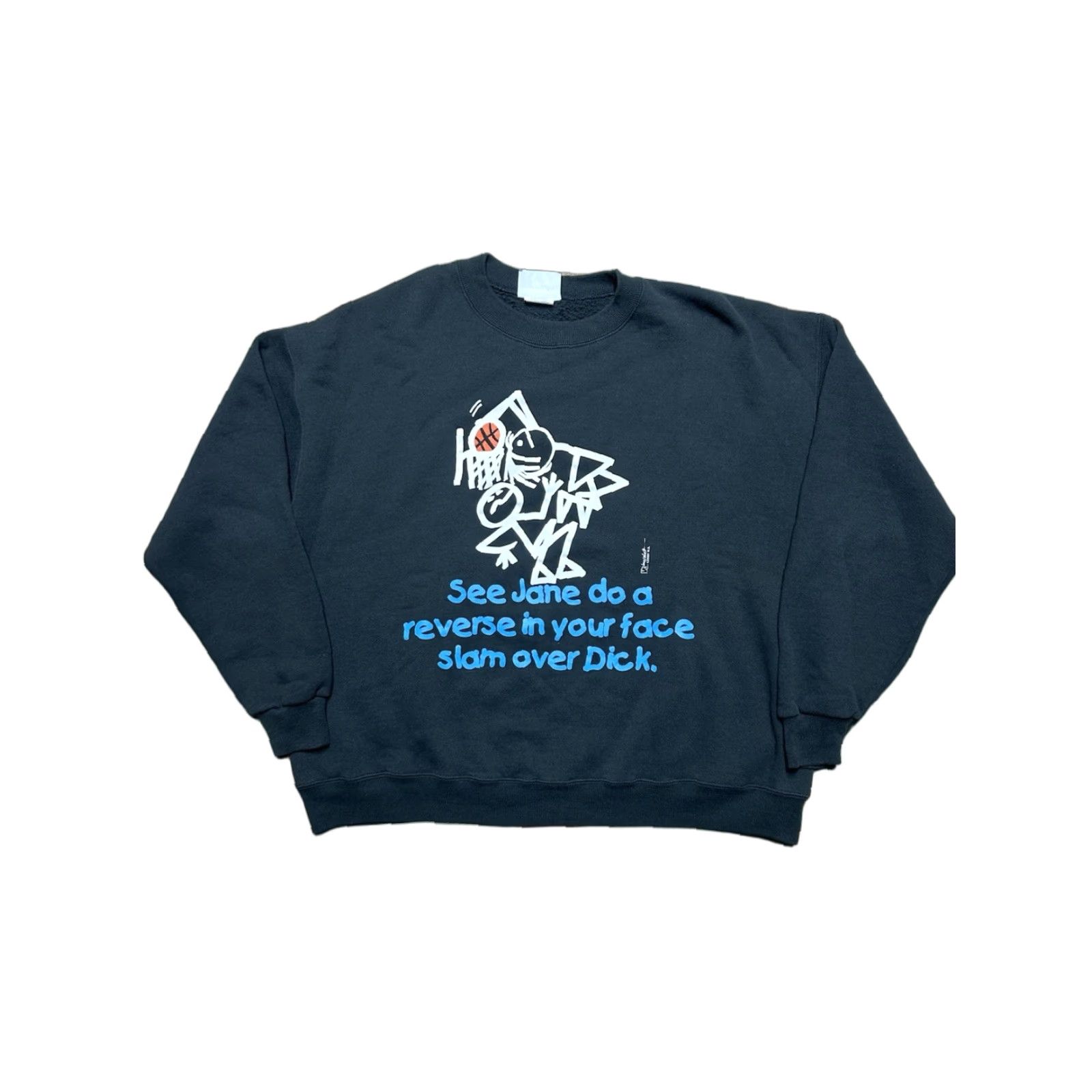 Vintage VINTAGE 90s Sweatshirt See Jane Slam Dunk Over Dick Basketball XL Men Black Pullover Crewneck - 90s Size US XL / EU 56 / 4 - 1 Thumbnail
