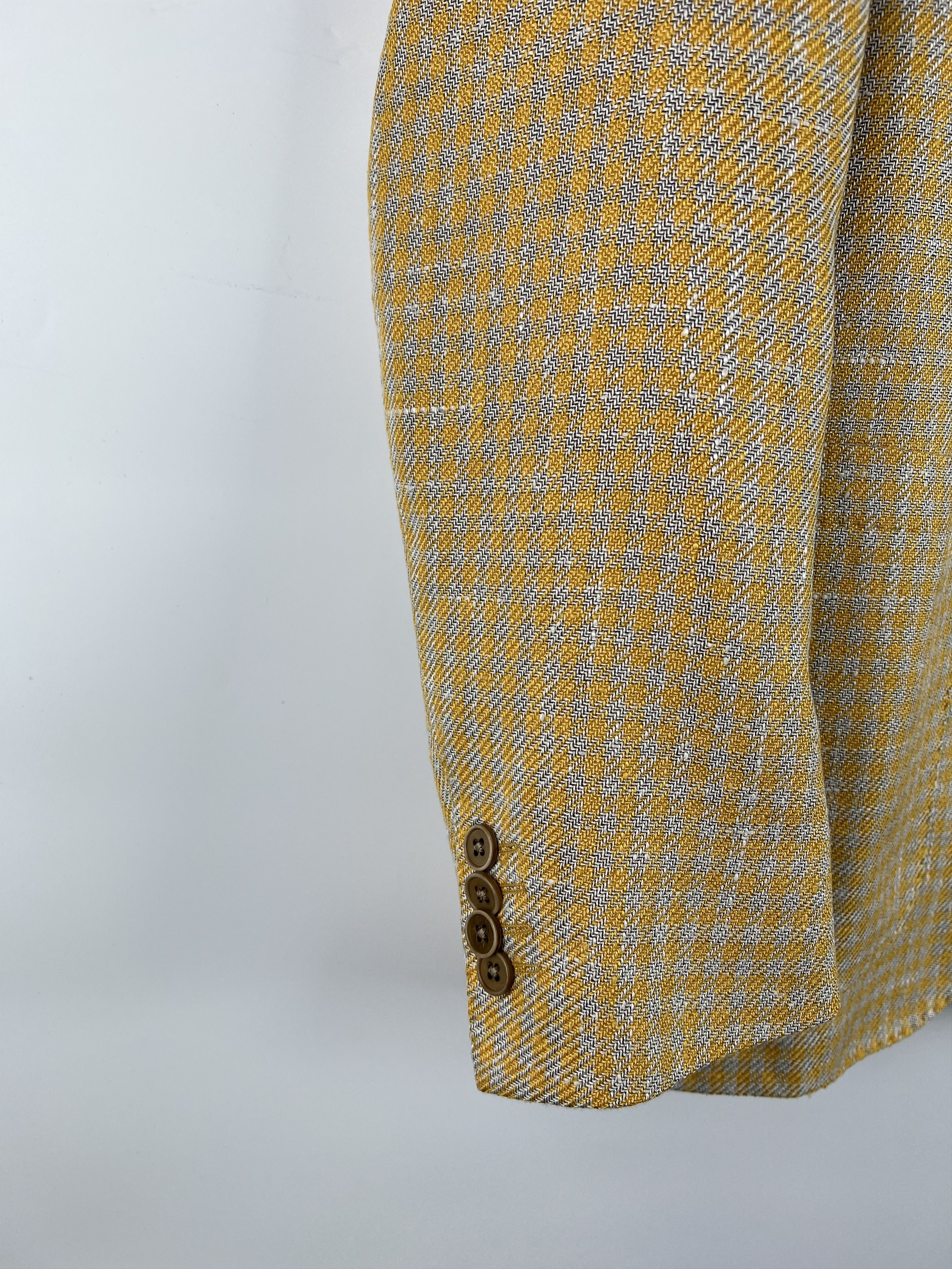 Cantarelli Cantarelli Men's Check Silk Linen Blazer Size 50 Size 50R - 5 Thumbnail