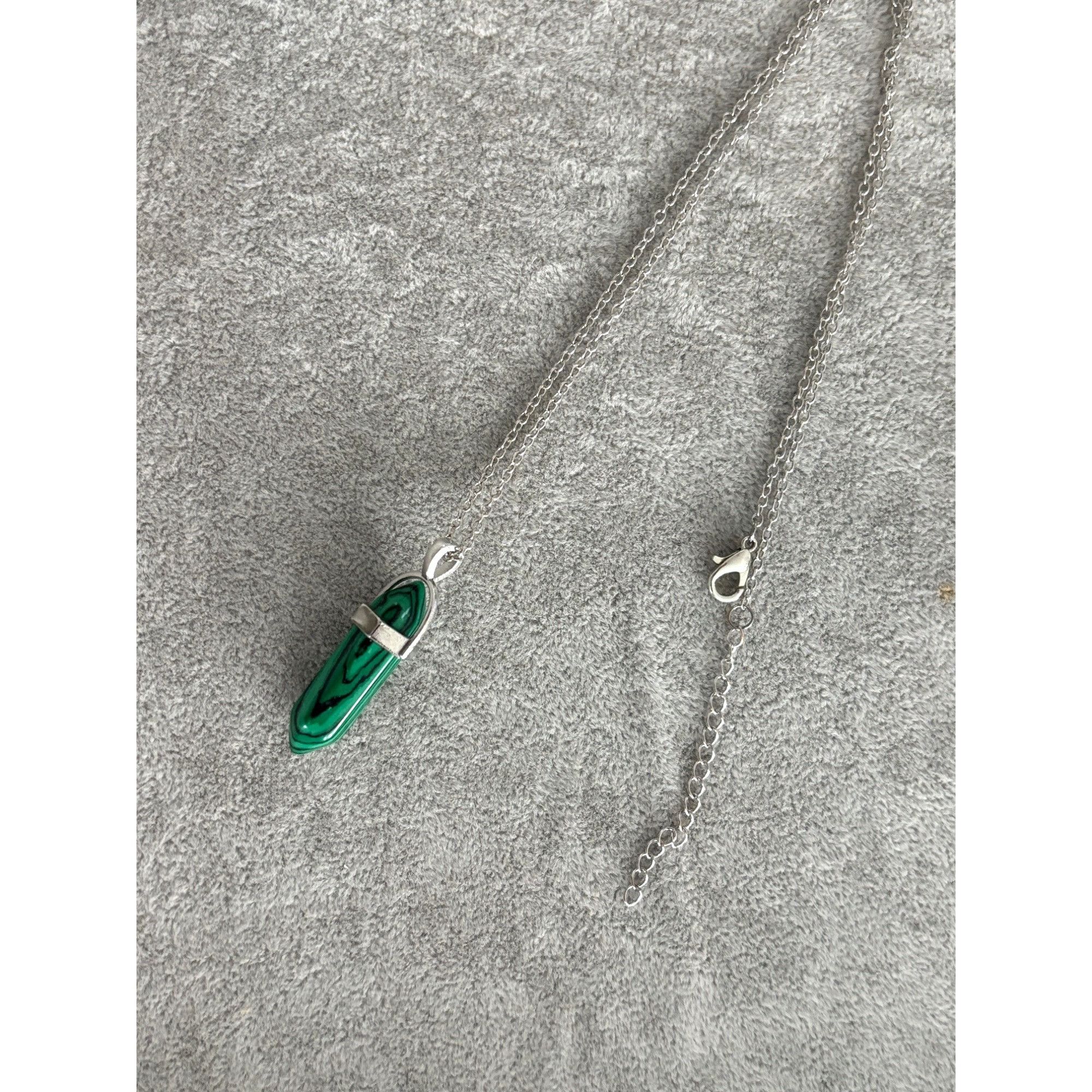 Other Green Malachite Crystal Pendant Necklace With Silver-Tone Ch Size ONE SIZE - 4 Thumbnail