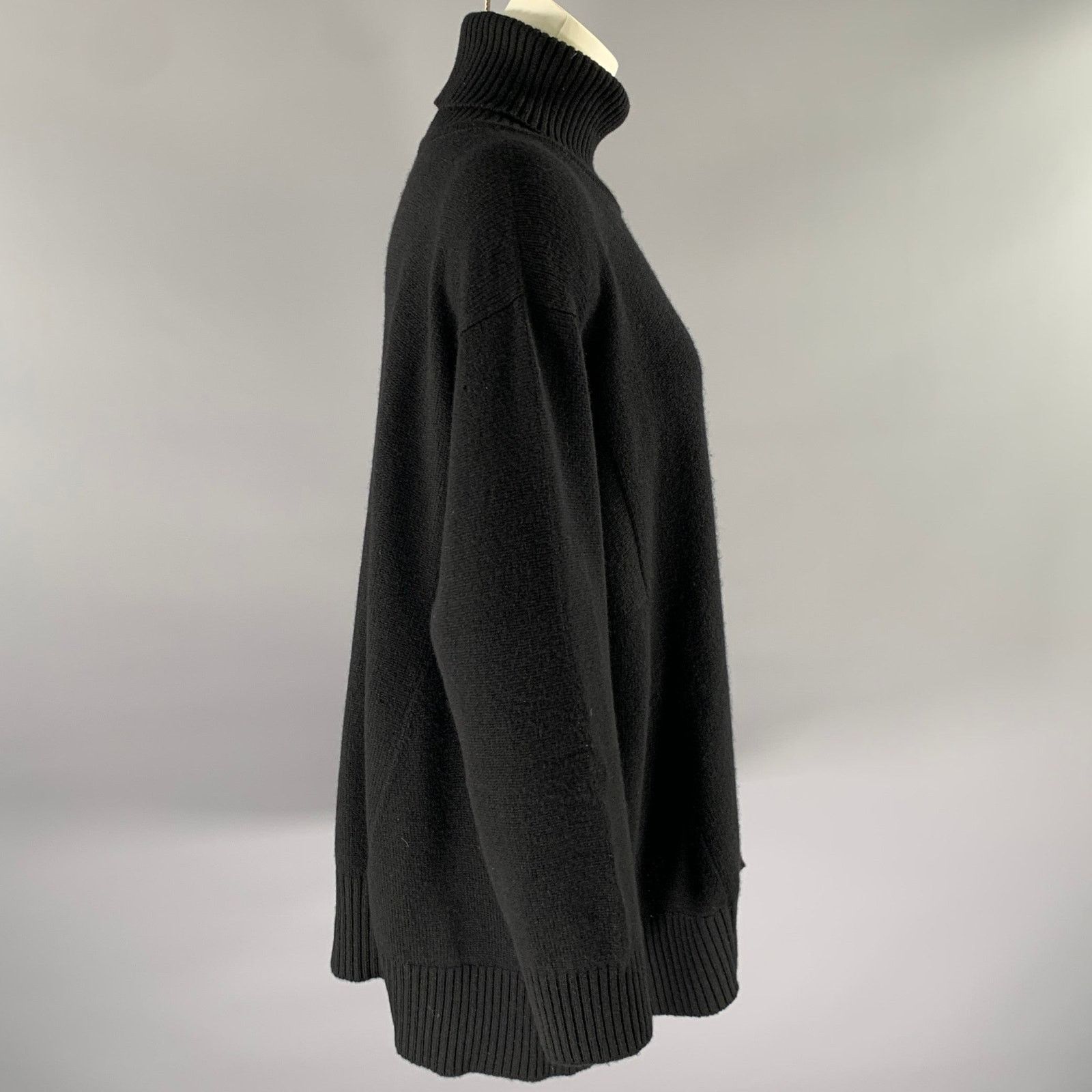 eskandar ESKANDAR Size M Black Cashmere Oversized Turtleneck Sweater Size ONE SIZE - 3 Thumbnail