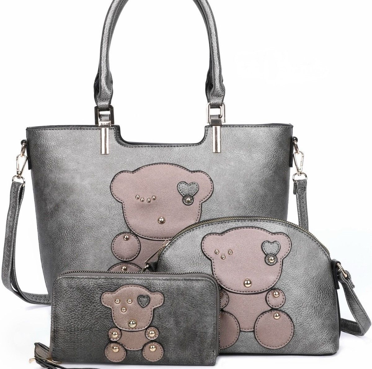 Other Vegan Leather Teddy Bear Bag Set (Tote, Crossbody & Wallet) Size ONE SIZE - 1 Preview
