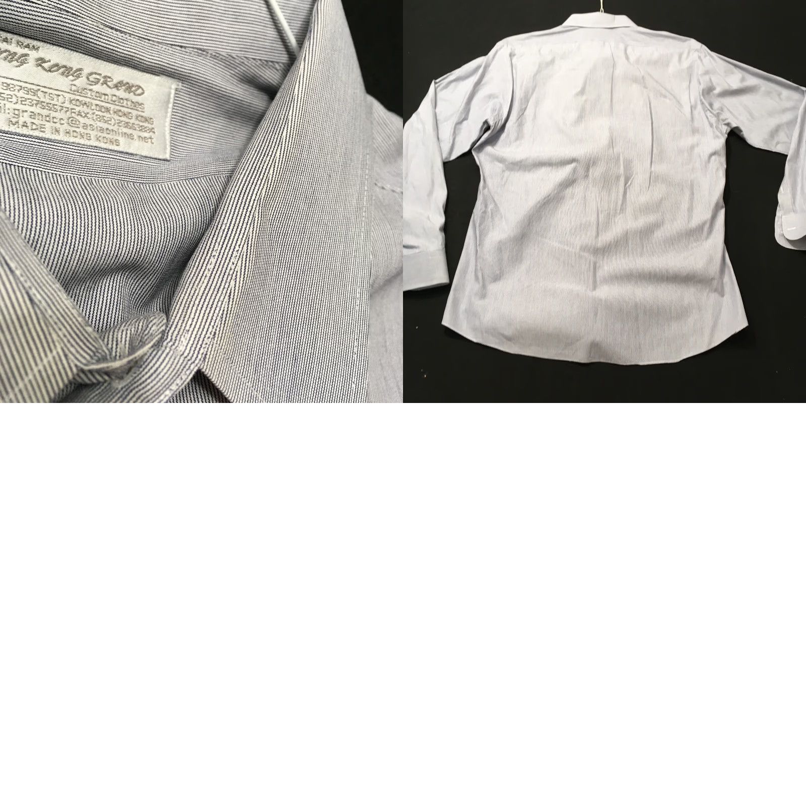 Vintage VINTAGE Kong Grand Gray Tailored 80's Large Collar Dress Shirt L 42-44 Long Sleeve Button-Front Mens Size 42R - 8 Thumbnail