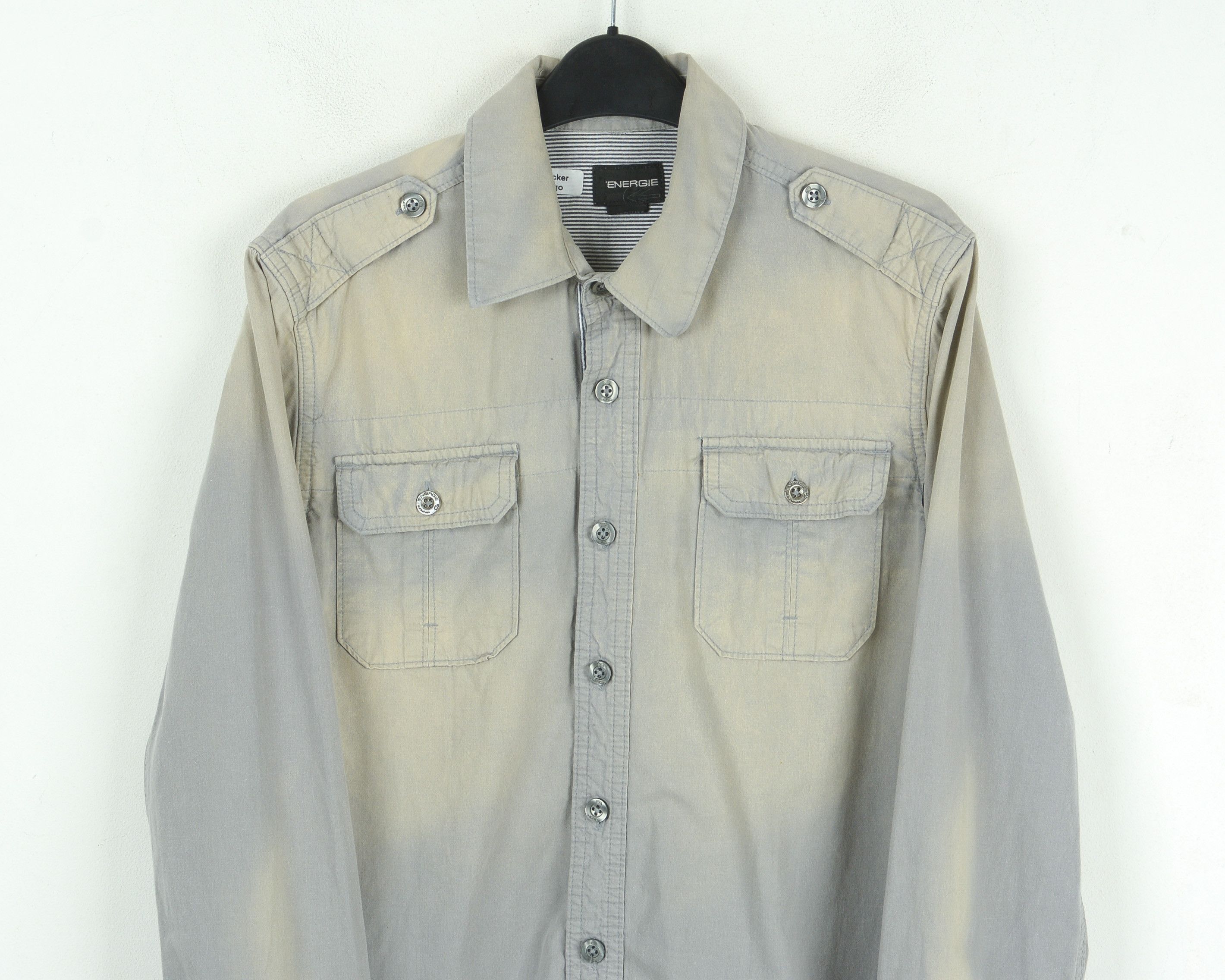 Energie Button Up Shirt Denim Grey Long Sleeved Casual Cotton Top Size US M / EU 48-50 / 2 - 2 Thumbnail