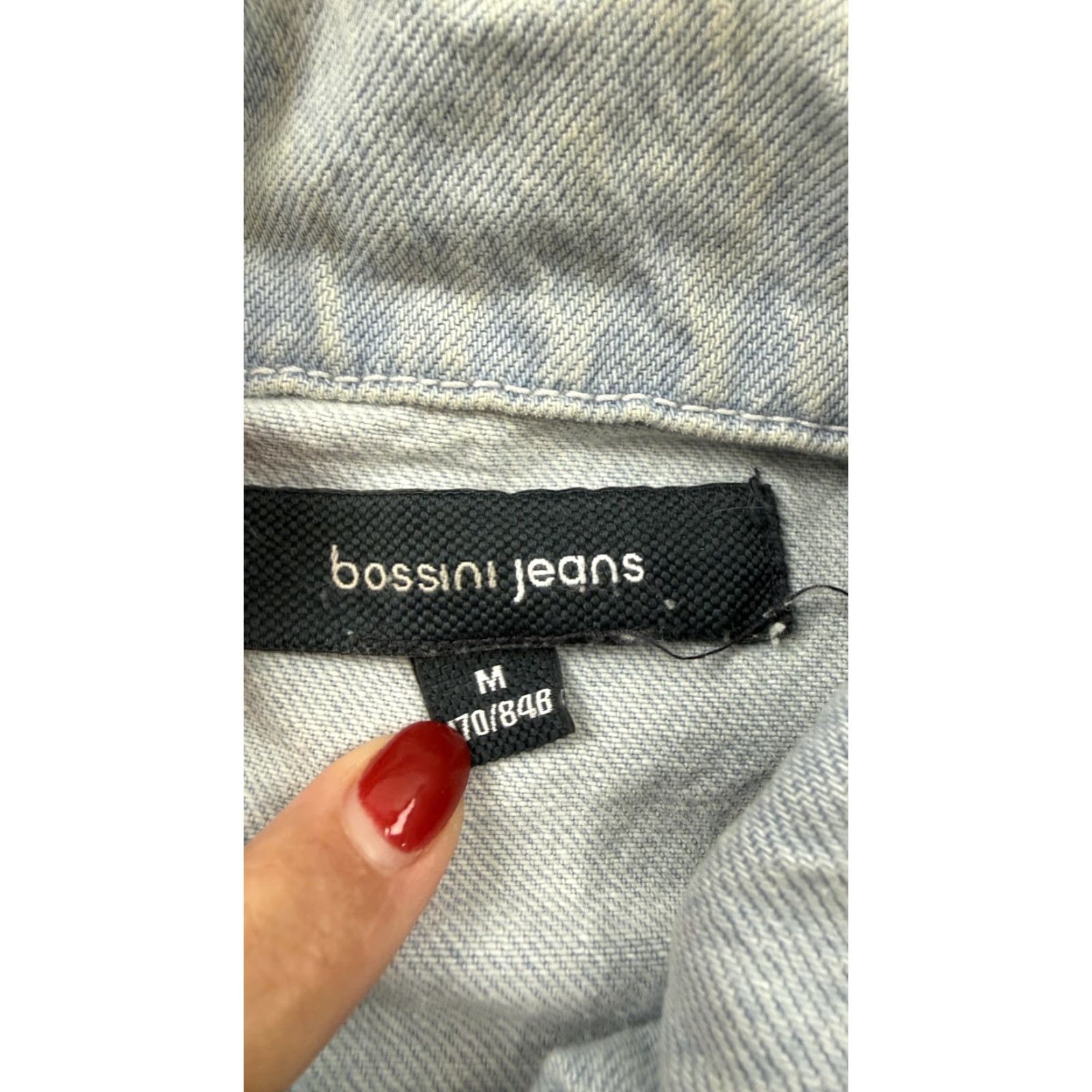 Denime VINTAGE Bossini Jeans Jacket Womens M Blue Denim Military Field Snap Front Pockets Shirt Ladies/Mens? Size 32" / US 10 / IT 46 - 4 Thumbnail