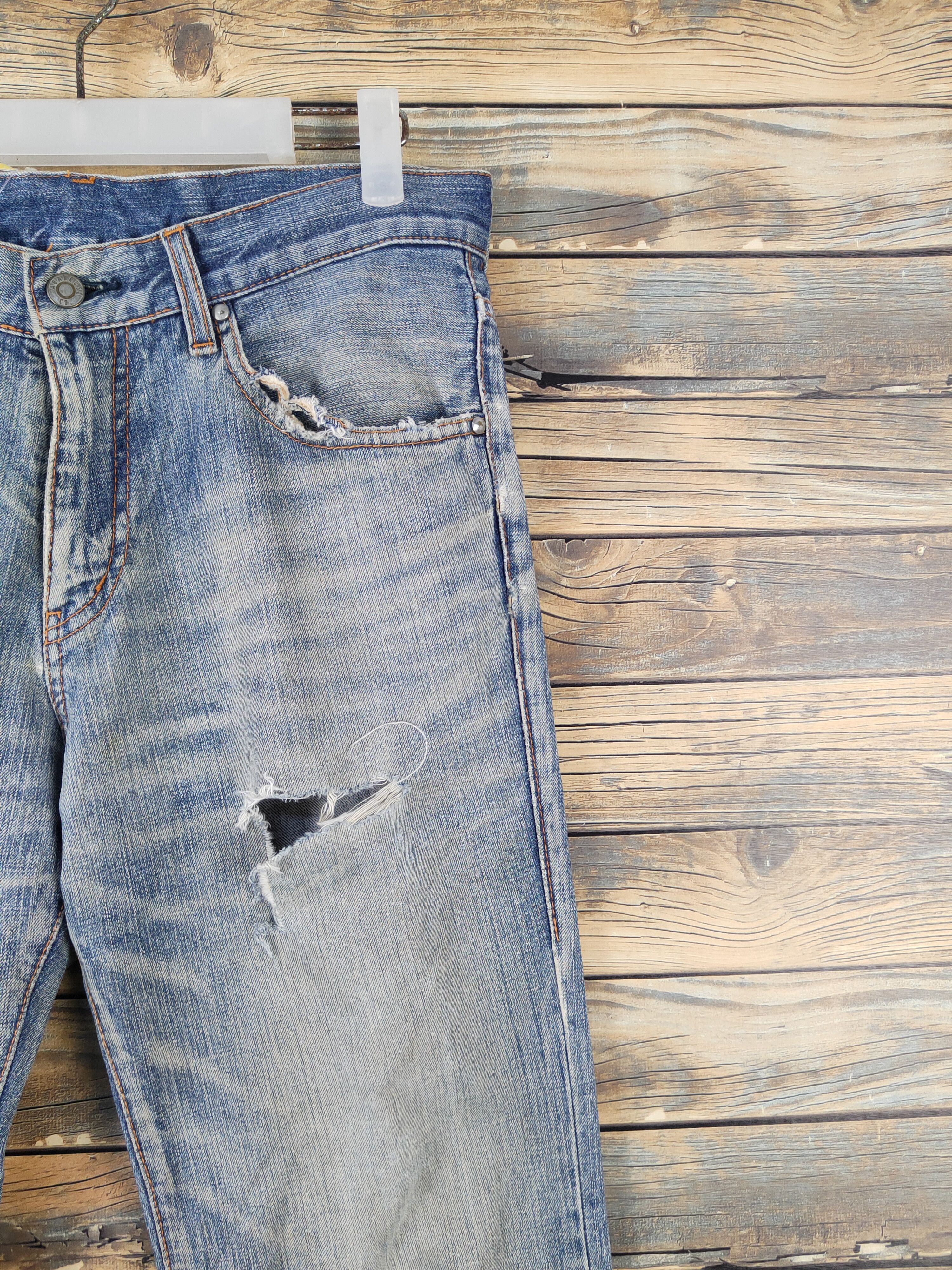 ABAHOUSE Abahouse Blue Distressed Ripped Jeans #W1955 Size US 33 - 5 Thumbnail