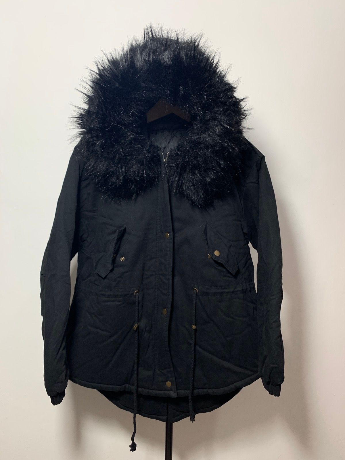 Pre-owned 14th Addiction X If Six Was Nine 2000s Unknown - Racccoon Fur Hoodie Parka Jacket In Black