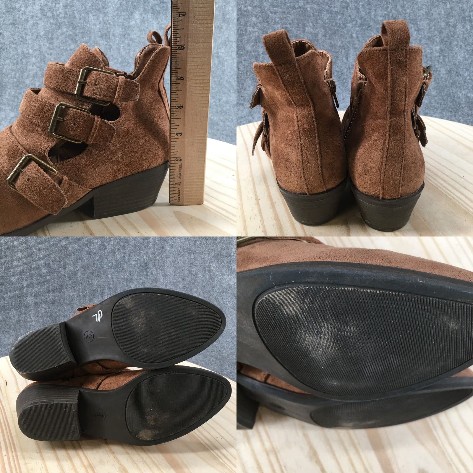 Vintage Universal Thread Boots Womens 9 Ankle Bootie Brown Suede Side Zip Triple Buckle Boots Size US 9 / IT 39 - 8 Thumbnail
