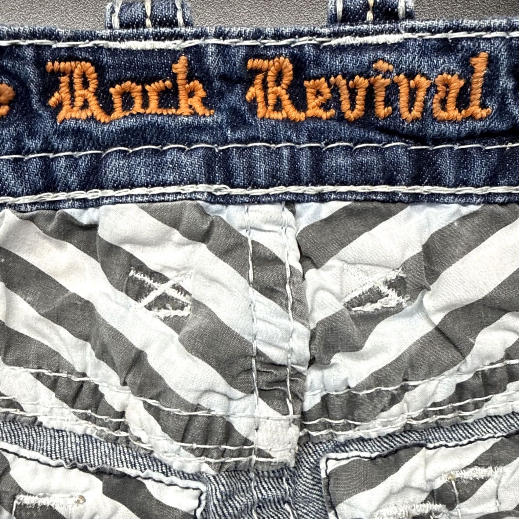 Vintage Rock Revival Jeans Mens 36 X28 Rock Revival Jeans Casual Straight Leg Denim Cotton Blend 5-Pocket Embroidered Logo Distressed Vintage: No Mens Size US 36 / EU 52 - 7 Thumbnail