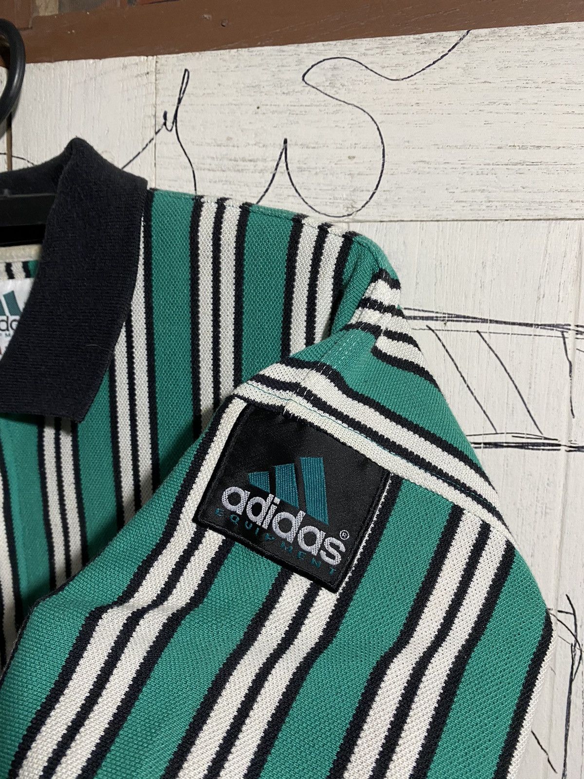 Adidas × Vintage Vintage Adidas Equipment Striped Polo Shirt Size US XL / EU 56 / 4 - 5 Thumbnail