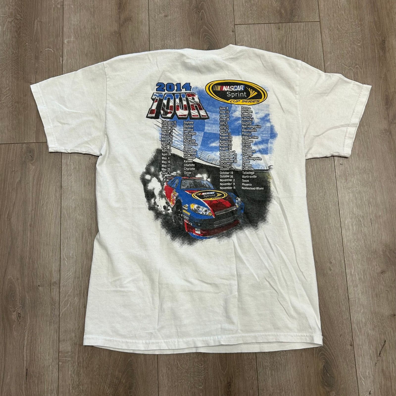 NASCAR 2014 Nascar Las Vegas Racing Tee T Shirt White Size Medium M Size US M / EU 48-50 / 2 - 6 Thumbnail