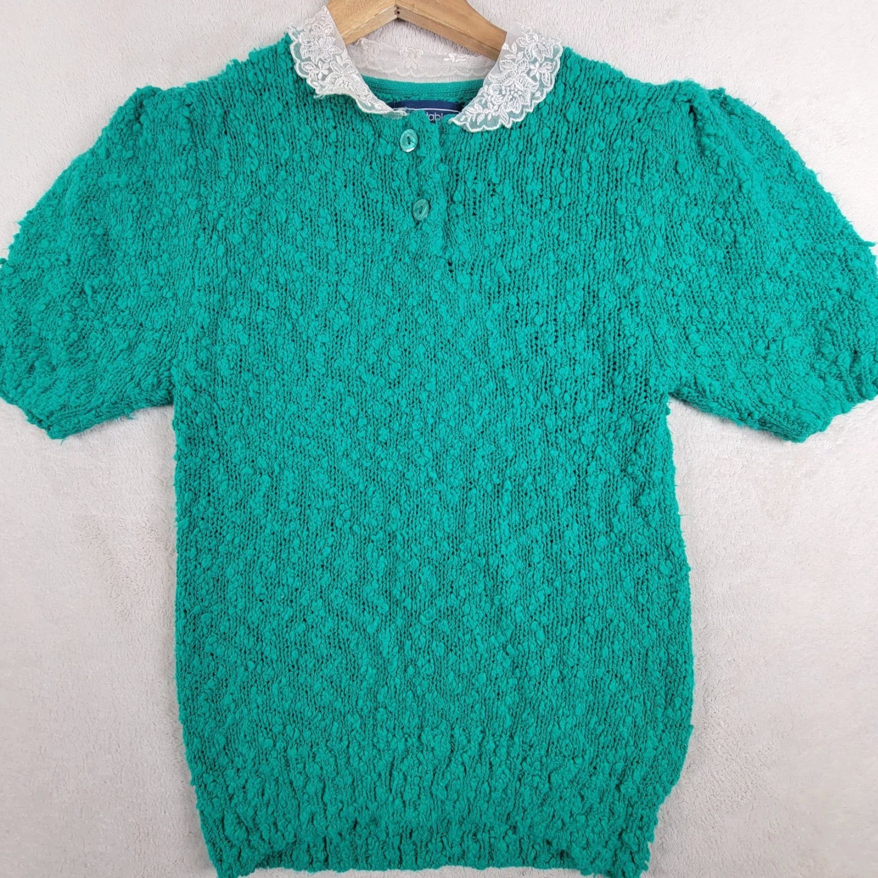 Etro VINTAGE Green Lace Neck Sweater Blouse Shirt 1980s Collectables Size S/M Womens Size S / US 4 / IT 40 - 2 Thumbnail