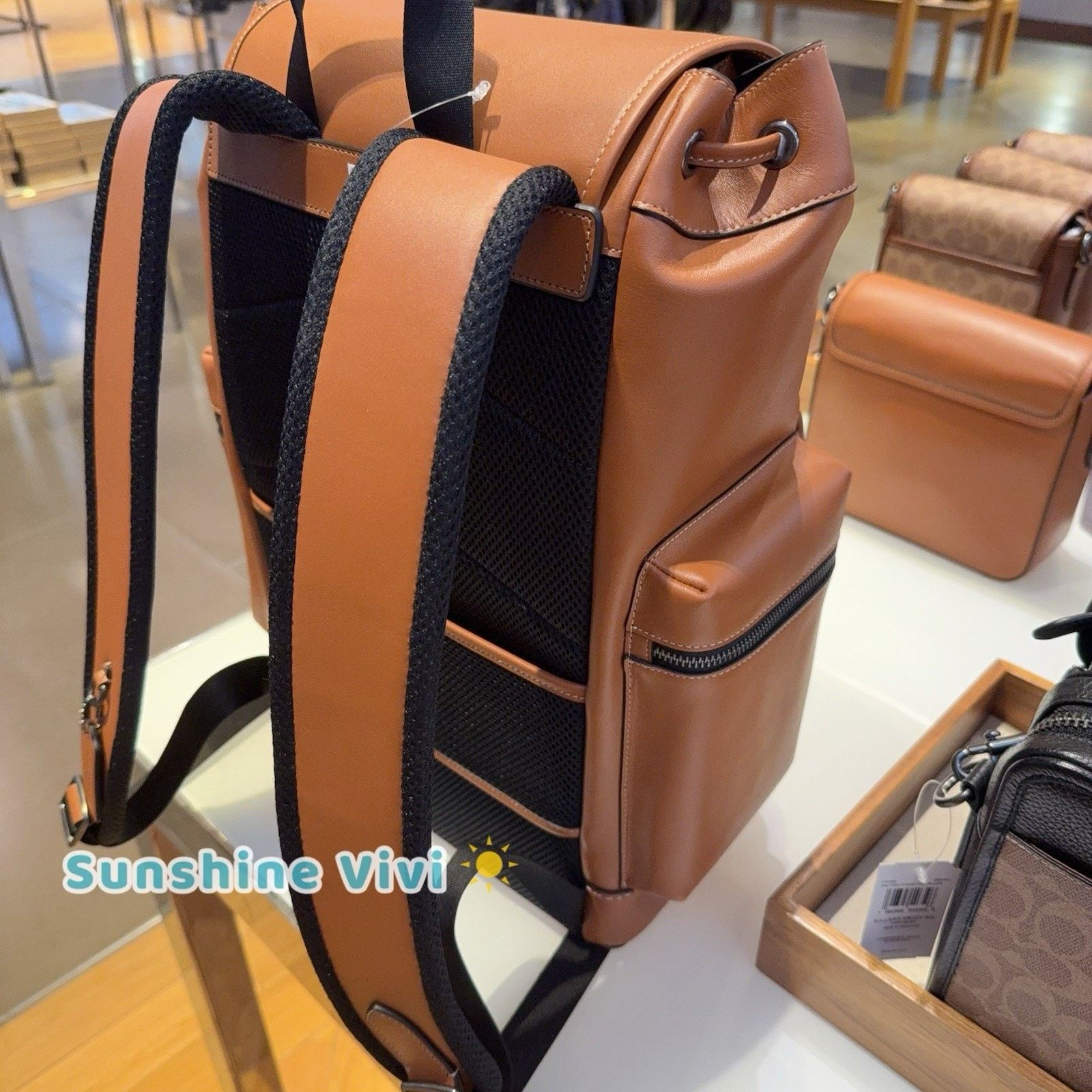 Coach NWT Coach Large Sprint Backpack Leather Gunmetal/Tan CDB61 Size ONE SIZE - 6 Thumbnail