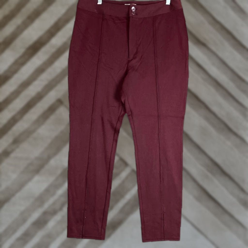 Anthropologie Maeve By Anthropologie Womens Pants Plum Seam Split Hem Skinny Stretch 14 Size 36" / US 14 / IT 50 - 1 Thumbnail