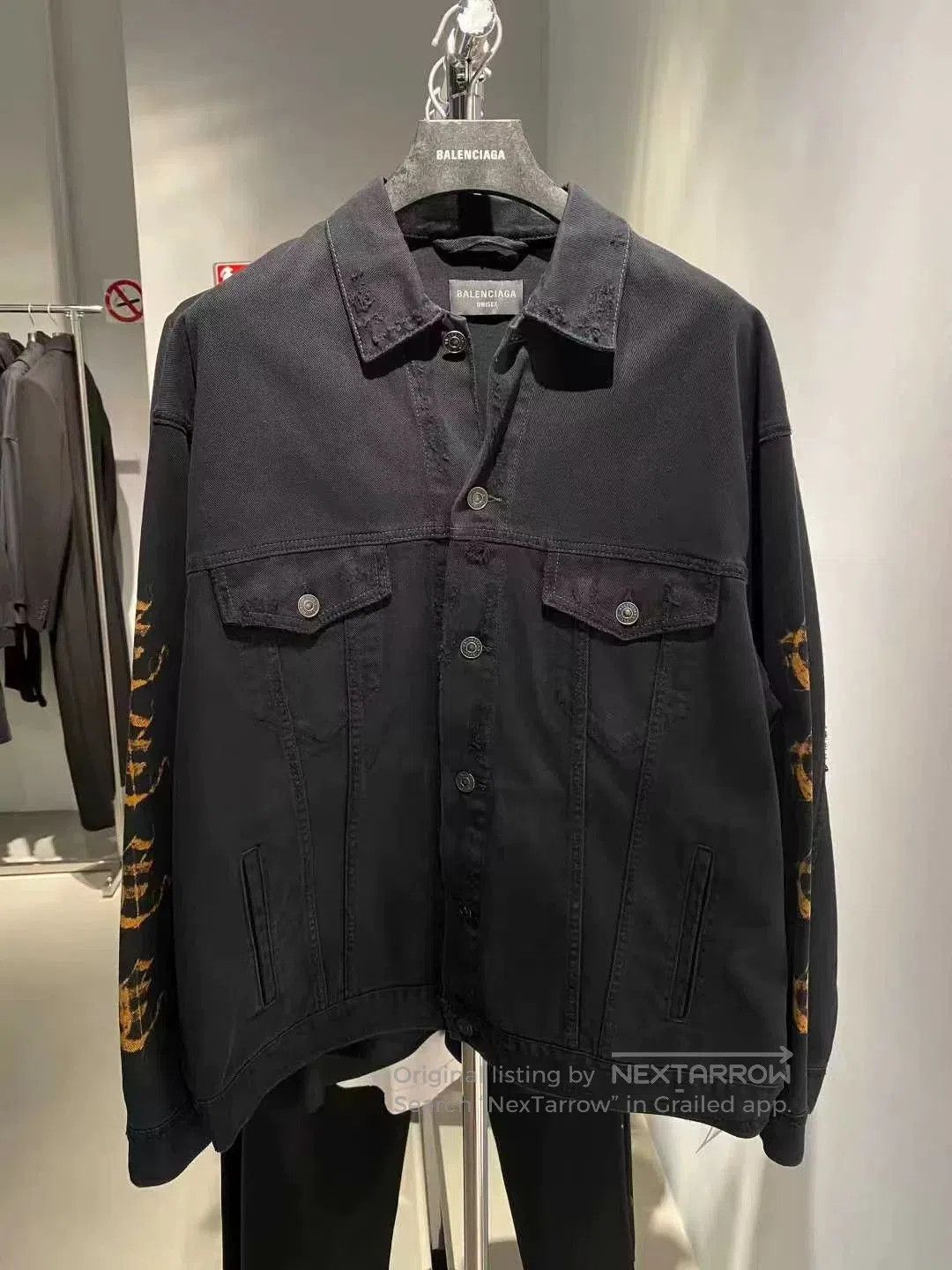 Balenciaga Balenciaga Black Flame Print Denim Jacket. Size US S / EU 44-46 / 1 - 1 Thumbnail