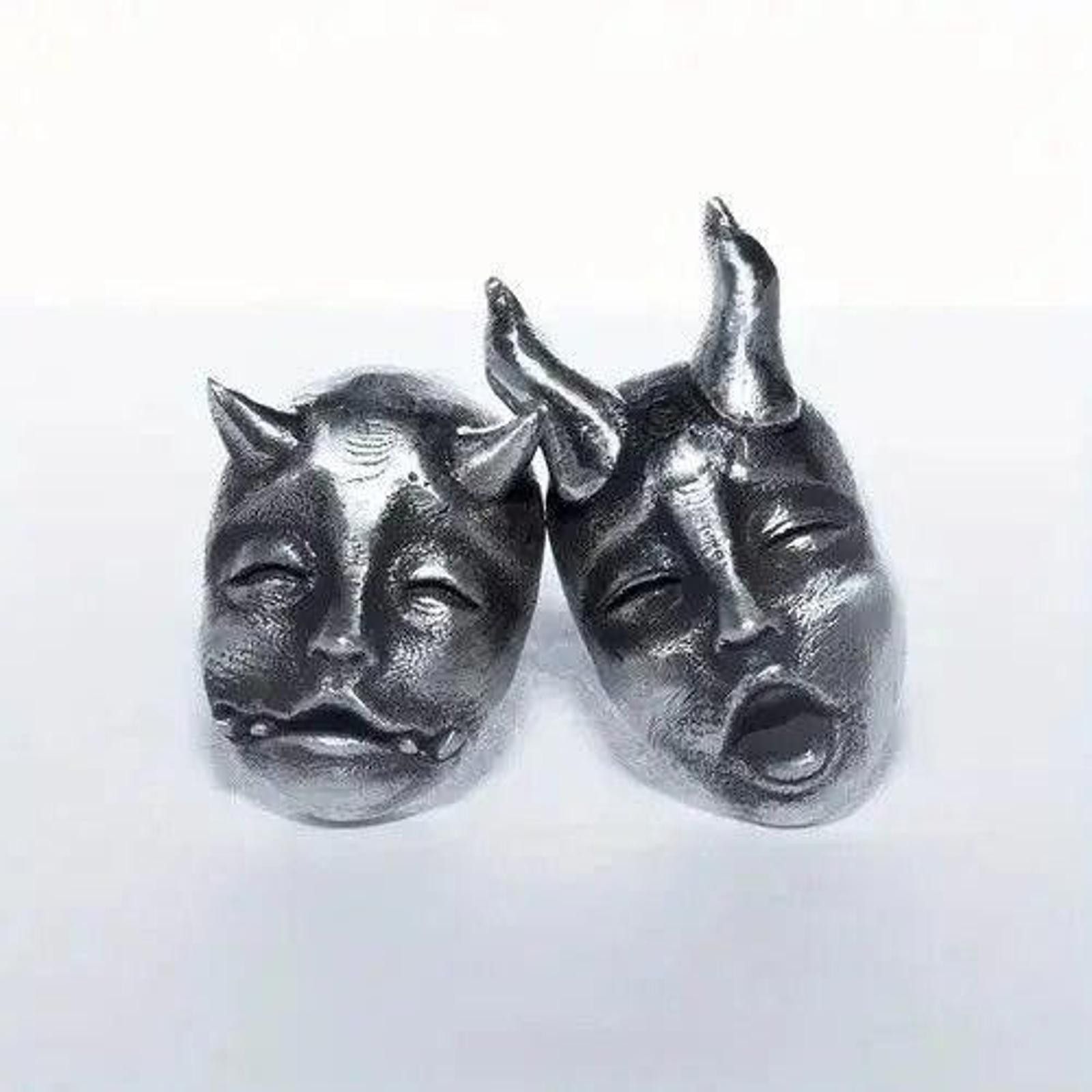 Jewelry Gothic Retro Silver Mask Earrings, Men's