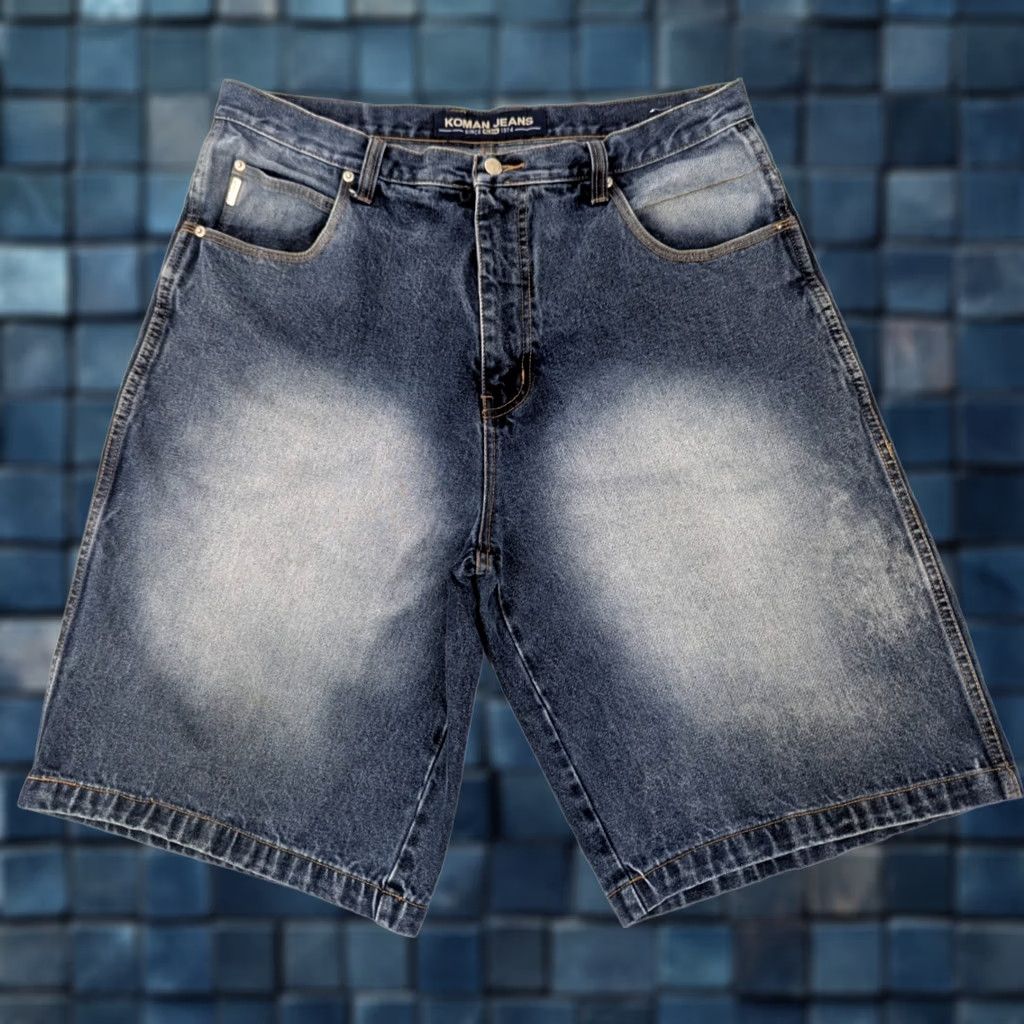 Denime KOMAN Baggy Denim Shorts 38x13 Men Blue Cotton Hip Hop Vintage Vtg Baggy Straight Front Zip Button Pockets 13 Inseam 38 Waist Size US 38 / EU 54 - 1 Thumbnail