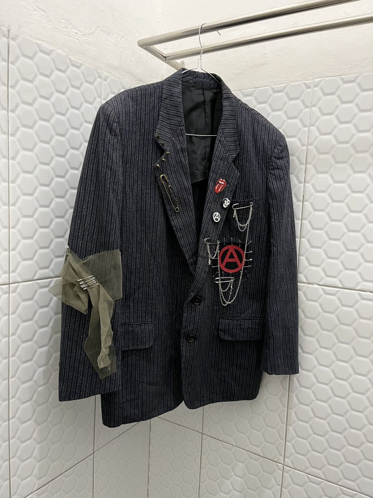 Comme des Garcons × Comme des Garcons Homme Vintage 90's Comme Des Garcons Punk Blazer Size 38R - 2 Thumbnail