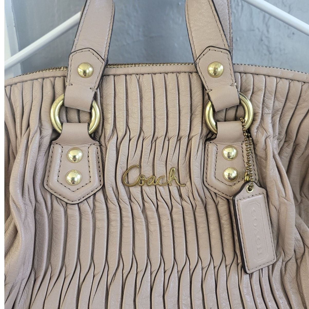Coach Coach Madison Sofia Ruched Leather Satchel Handbag-Parchment Size ONE SIZE - 3 Thumbnail