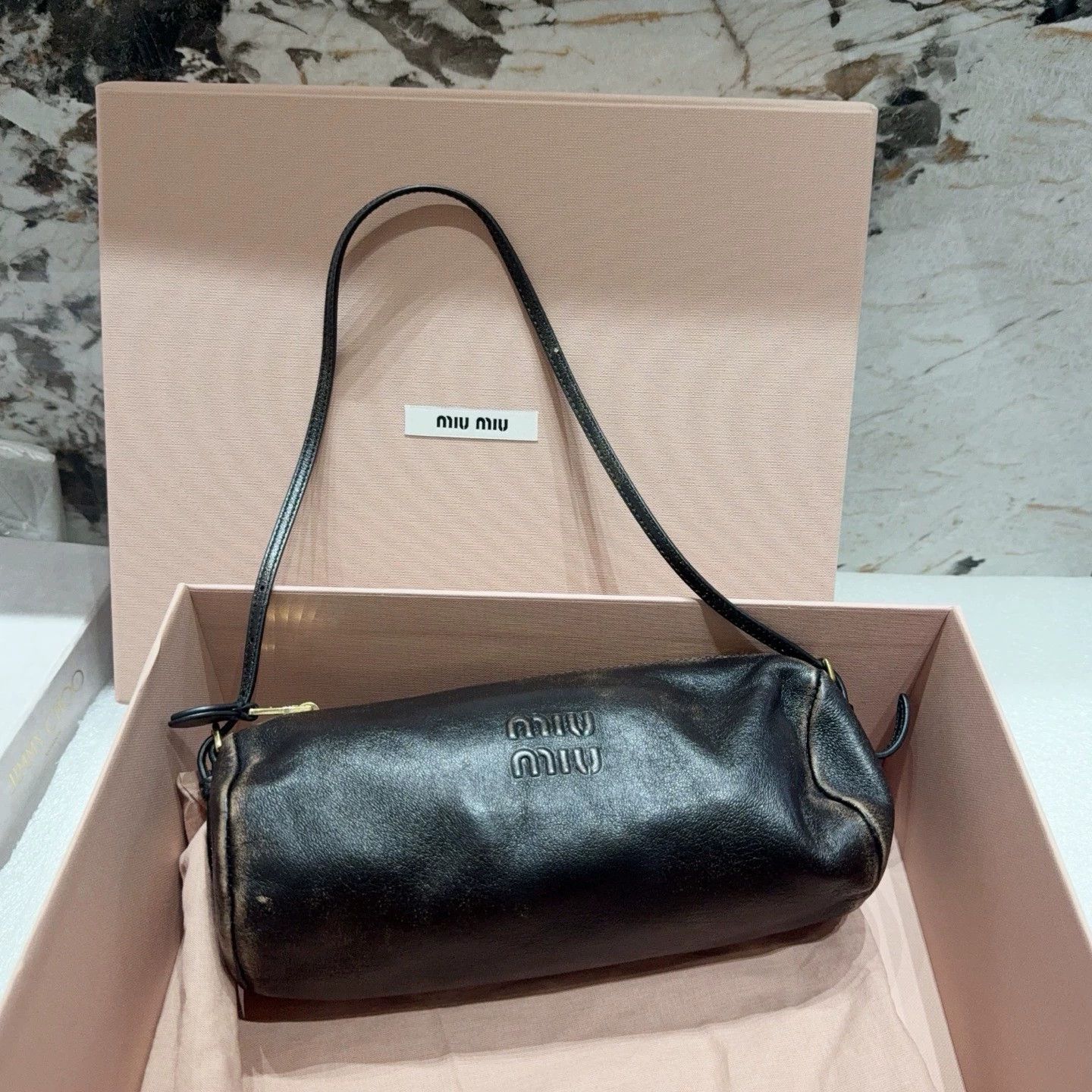 Miu Miu MIU MIU Distressed Leather Pencil Case Bag Hot Near Mint Size ONE SIZE - 1 Thumbnail