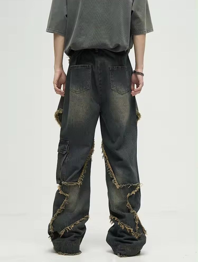 Designer Star Contrasting Splicing Men Jeans Size US 31 - 3 Thumbnail