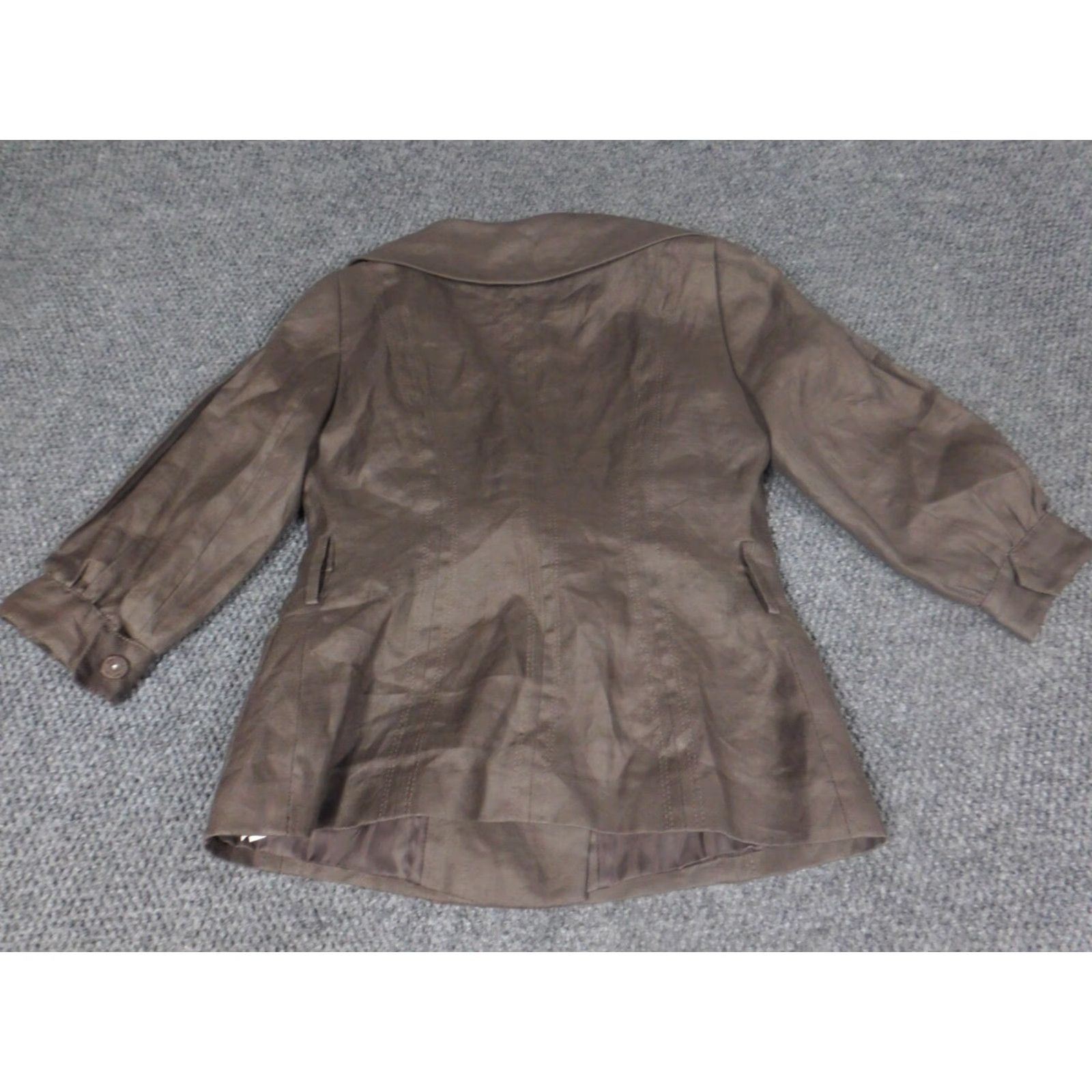 Zara Zara Jacket Womens Small Brown Snap Collar Basic Jacket Long Sleeve Solid Mid-Length Polyester Lining Embroidered Casual Fall Spring Womens Size S / US 4 / IT 40 - 6 Thumbnail