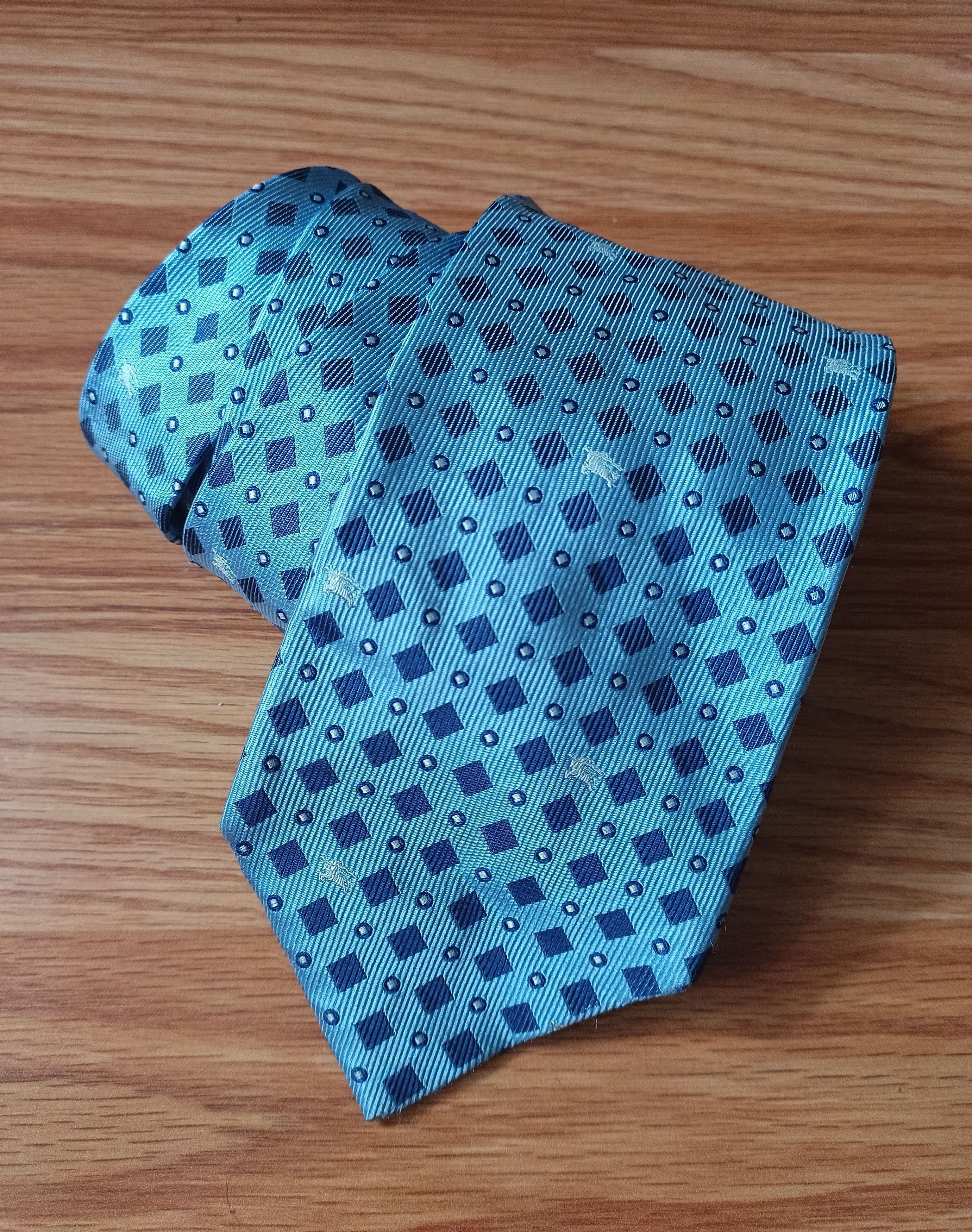 Burberry BURBERRY London Blue Monogram Logo Silk Mens Tie Size ONE SIZE - 1 Thumbnail
