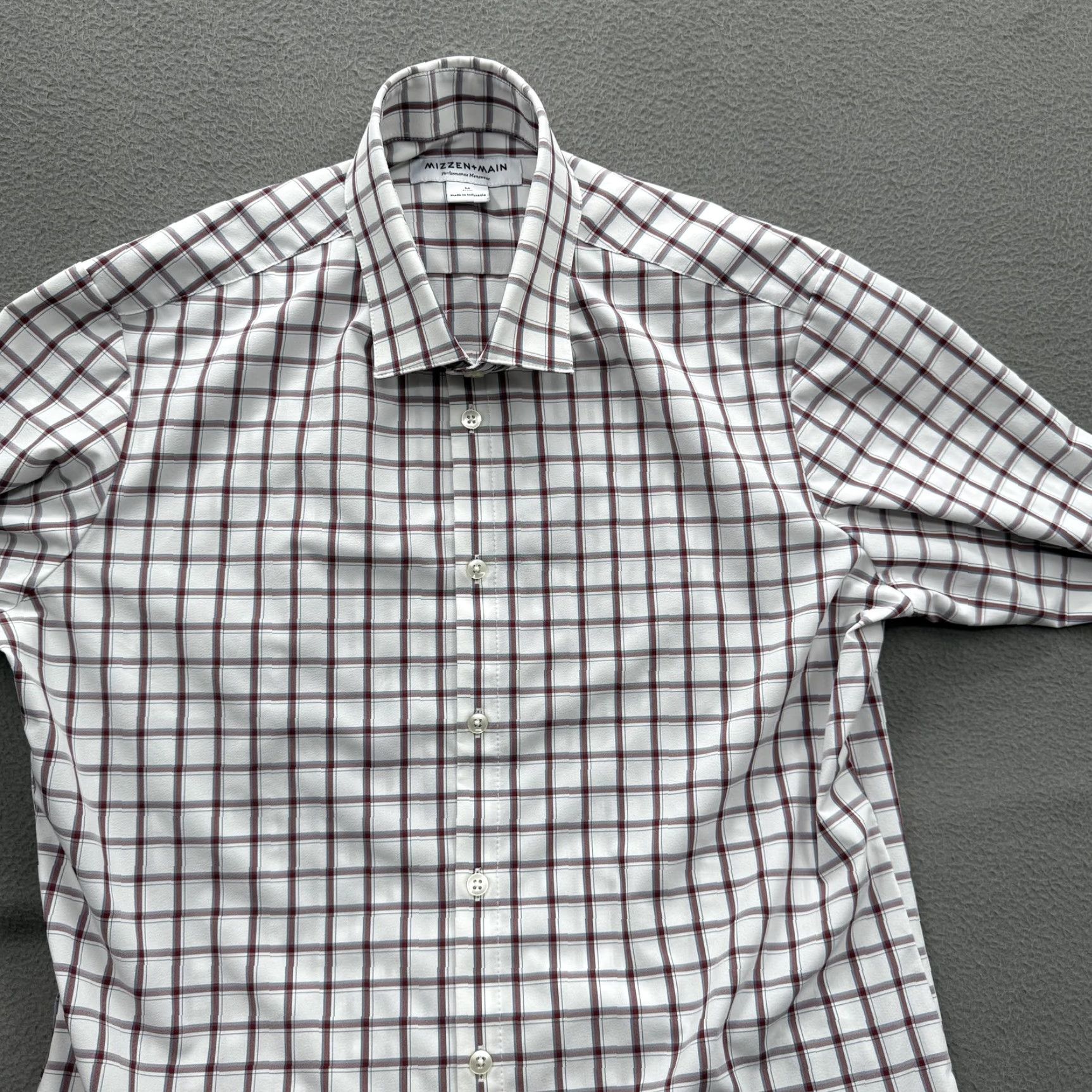 Mizzen+Main Mizzen+Main Shirt Mens Medium White Check Trim Fit Performance Dress Shirt Size 40R - 8 Thumbnail