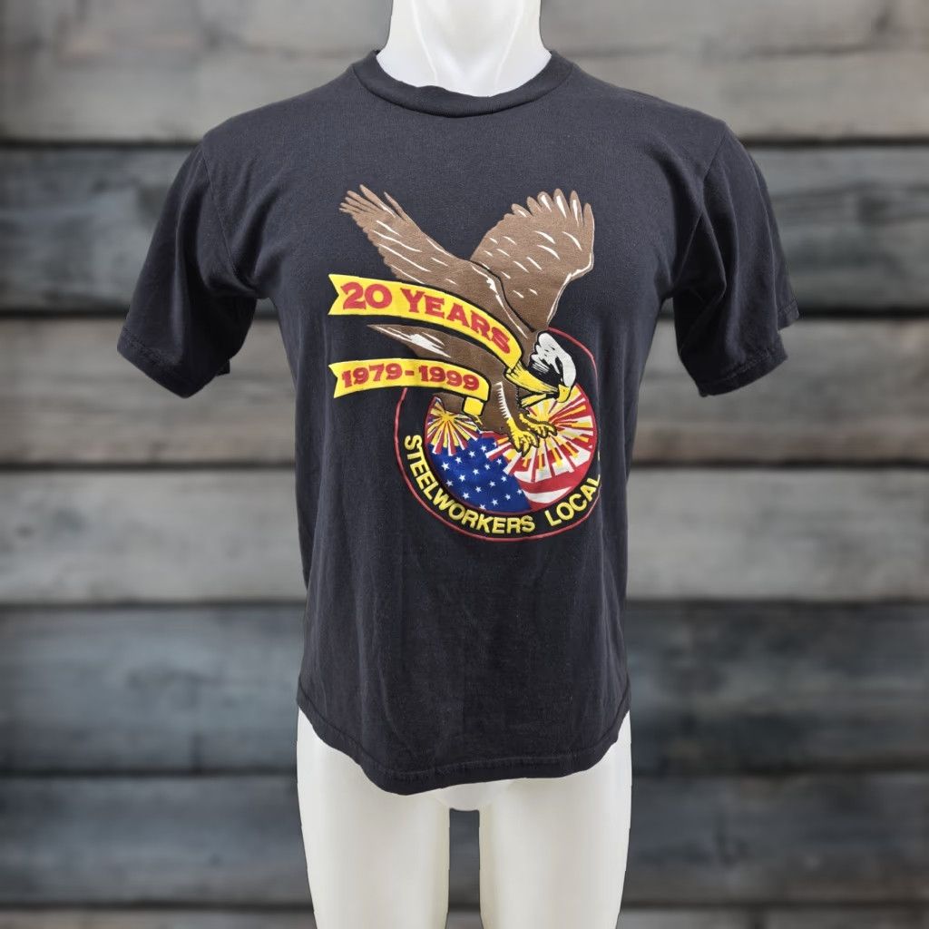Vintage VINTAGE United Steelworkers Local 481 20 Year T Shirt Men’s Medium Black Shirt Mens Size M Black Graphic Print Windjammer United States Ironed? Size US M / EU 48-50 / 2 - 1 Thumbnail