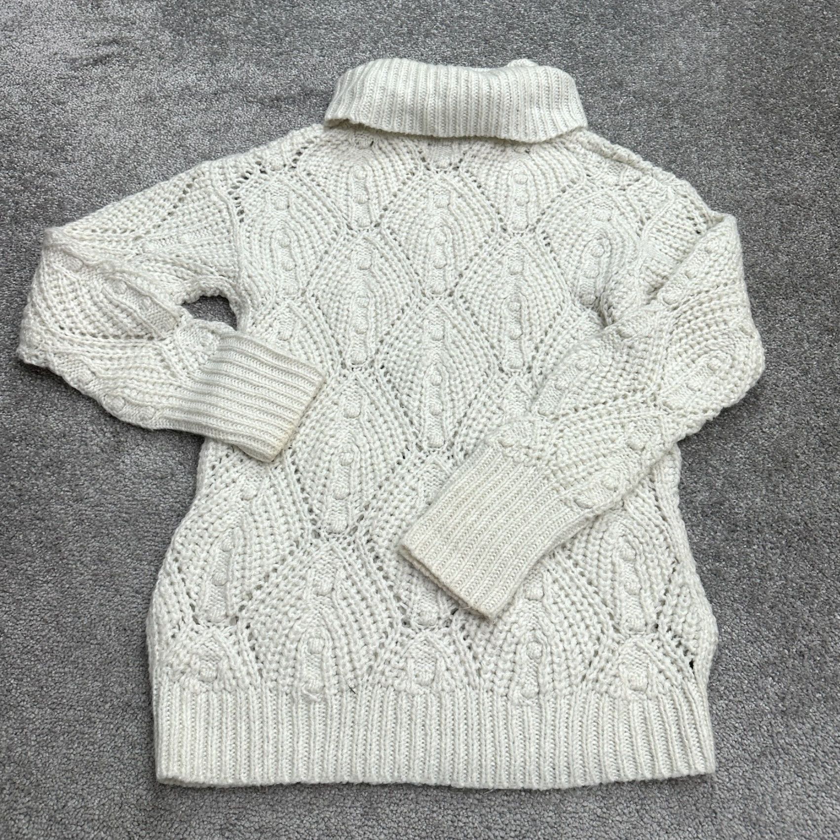 Vintage A New Day Beige Chunky Knit Turtleneck Sweater Women XS Pullover Casual Size XS / US 0-2 / IT 36-38 - 2 Thumbnail
