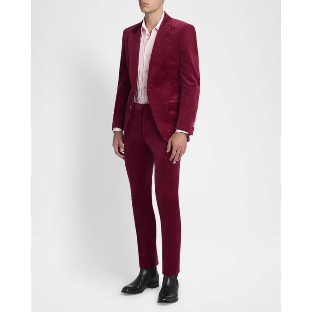 Tom Ford o1loc1c1125 JLPP01 Dyllan Ridged Velvet Jacket in Dark Red Size US M / EU 48-50 / 2 - 4 Thumbnail
