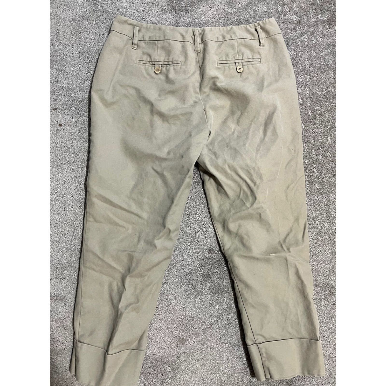 Vintage New York & Company Cropped Chino Pants Women's 10 Beige Stretch Mid-Rise Casual Size 32" / US 10 / IT 46 - 3 Thumbnail