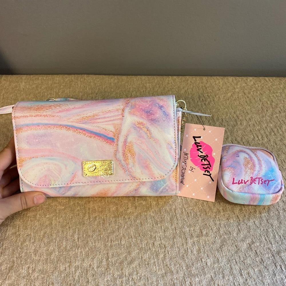 Designer Luv Betsey Multi Pink Foley Crossbody Ear Bud Case Handbags Size ONE SIZE - 2 Thumbnail