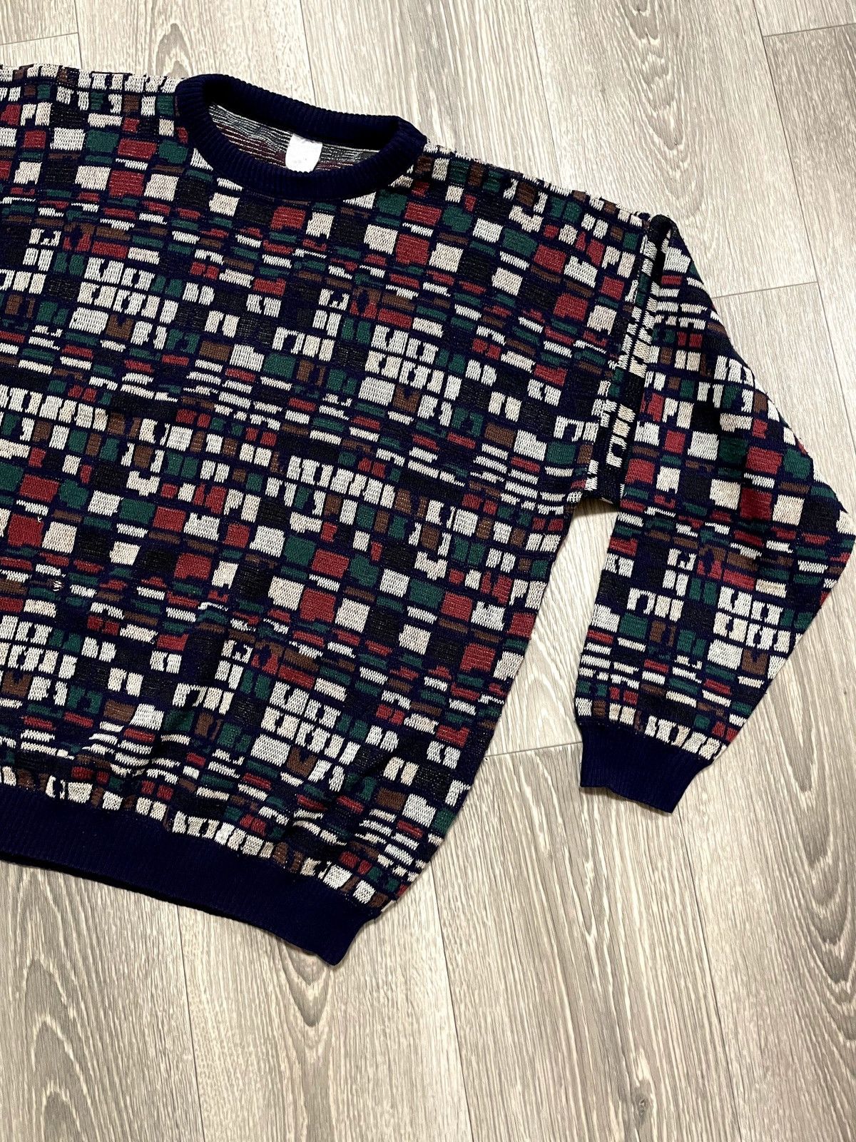 Vintage Vintage 90s Geometric Knit Sweater Grandpacore Grunge Style Size US M / EU 48-50 / 2 - 2 Thumbnail
