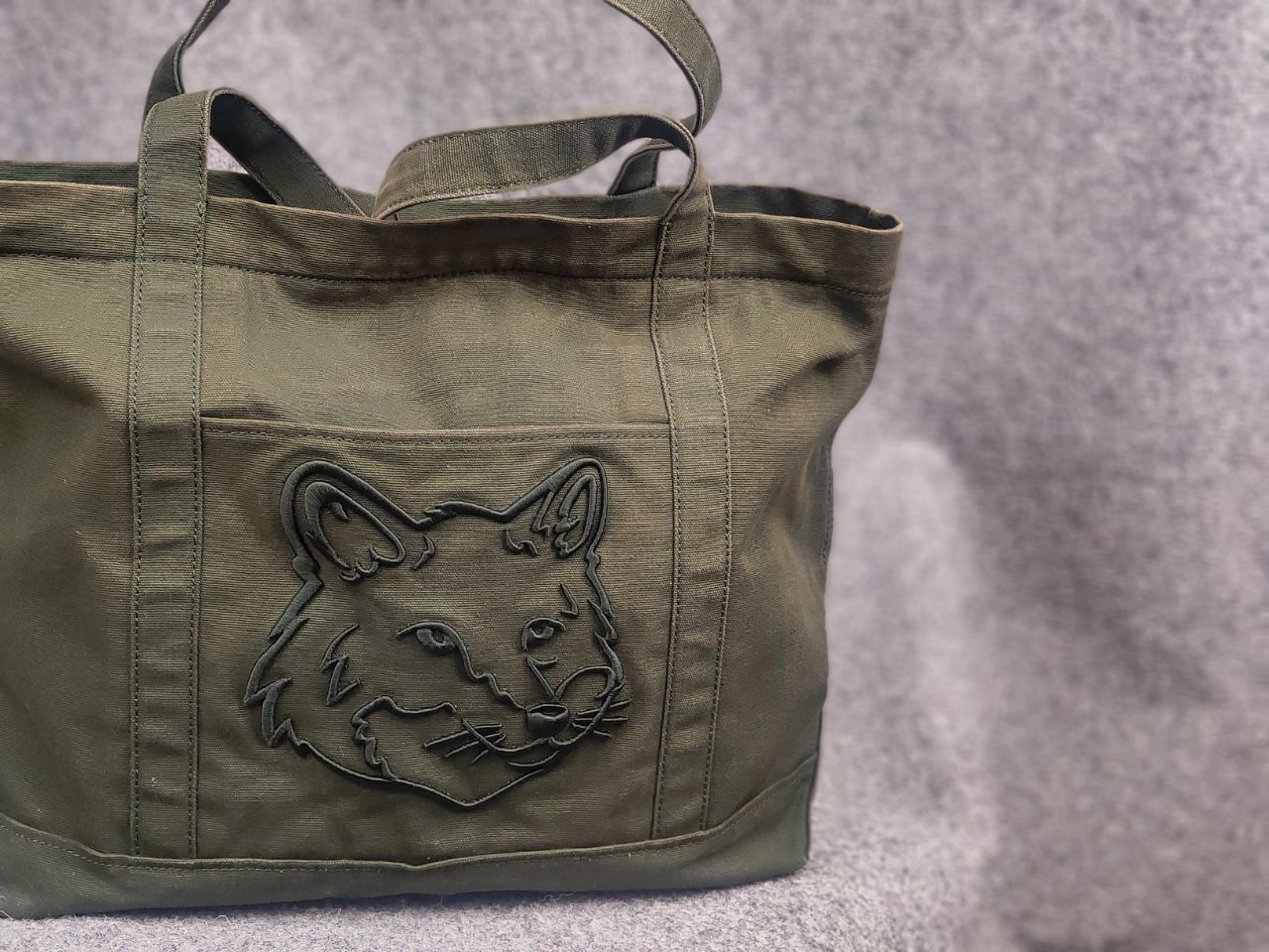 Maison Kitsune Maison Kitsuné Tote Fox Shopper Zip Bag Green Faded Color Size ONE SIZE - 3 Thumbnail