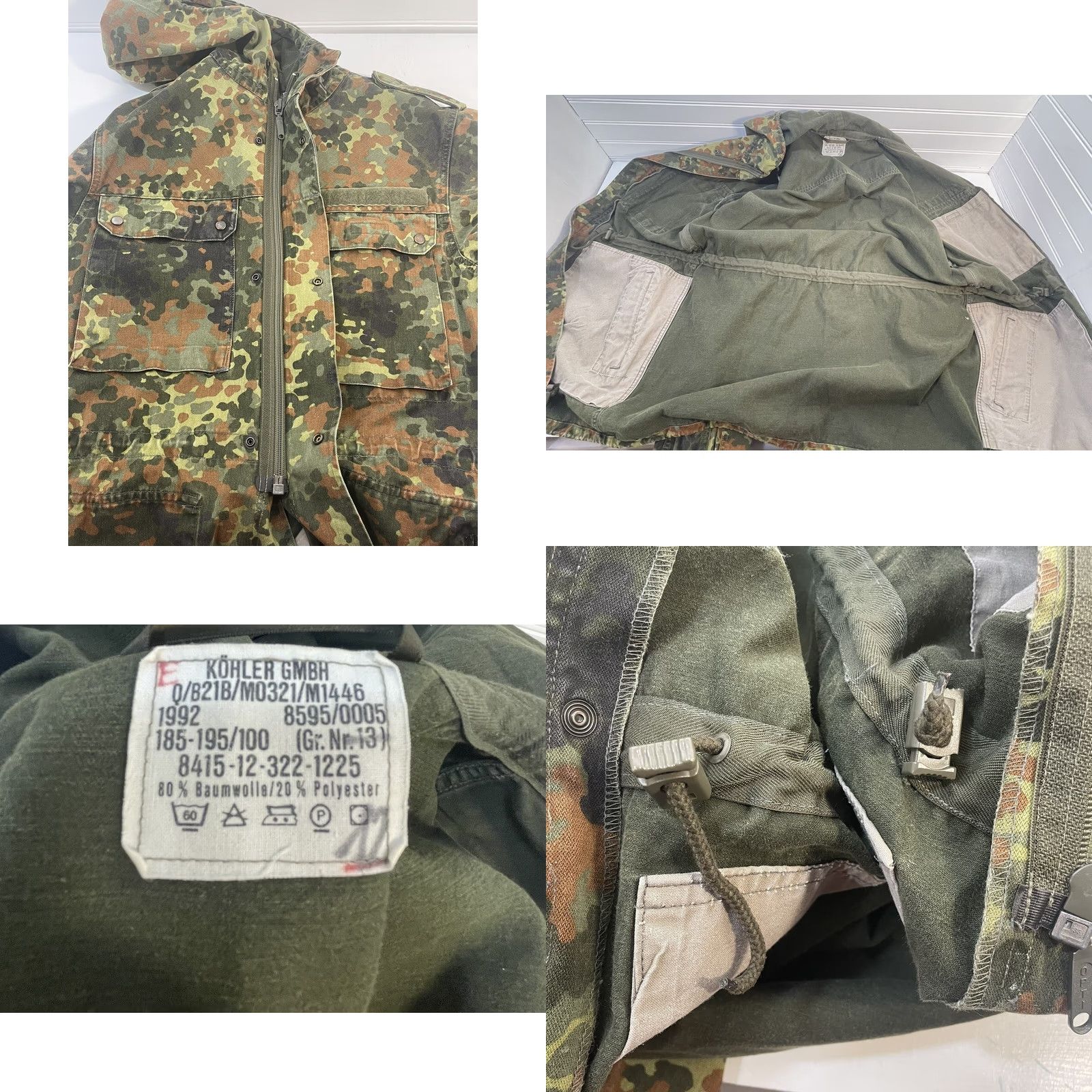 GmbH VINTAGE Kohler GMBH German Army Jacket Men Large Flecktarn Camo Military Combat Jacket Size US L / EU 52-54 / 3 - 11 Thumbnail