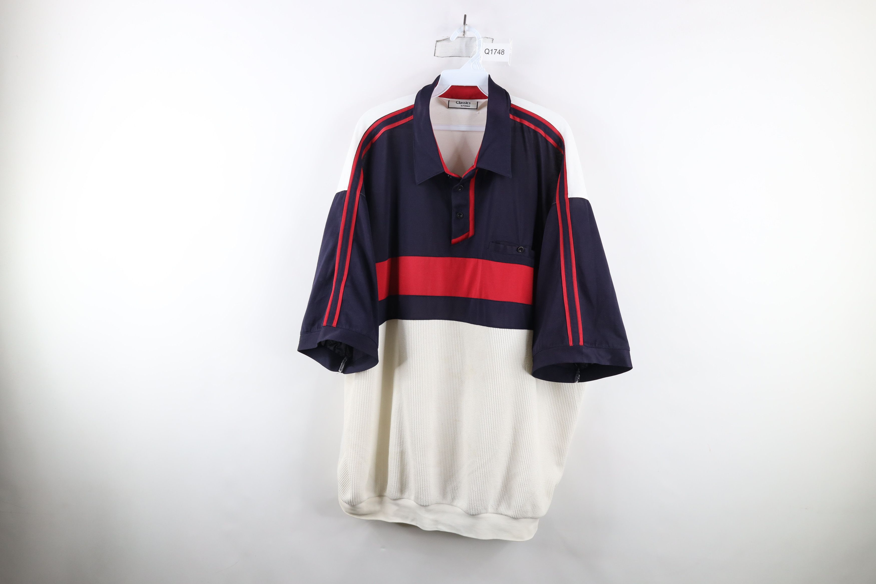 Vintage Vintage 90s Streetwear Block Ribbed Knit Pullover Polo Shirt Size US XXL / EU 58 / 5 - 1 Thumbnail