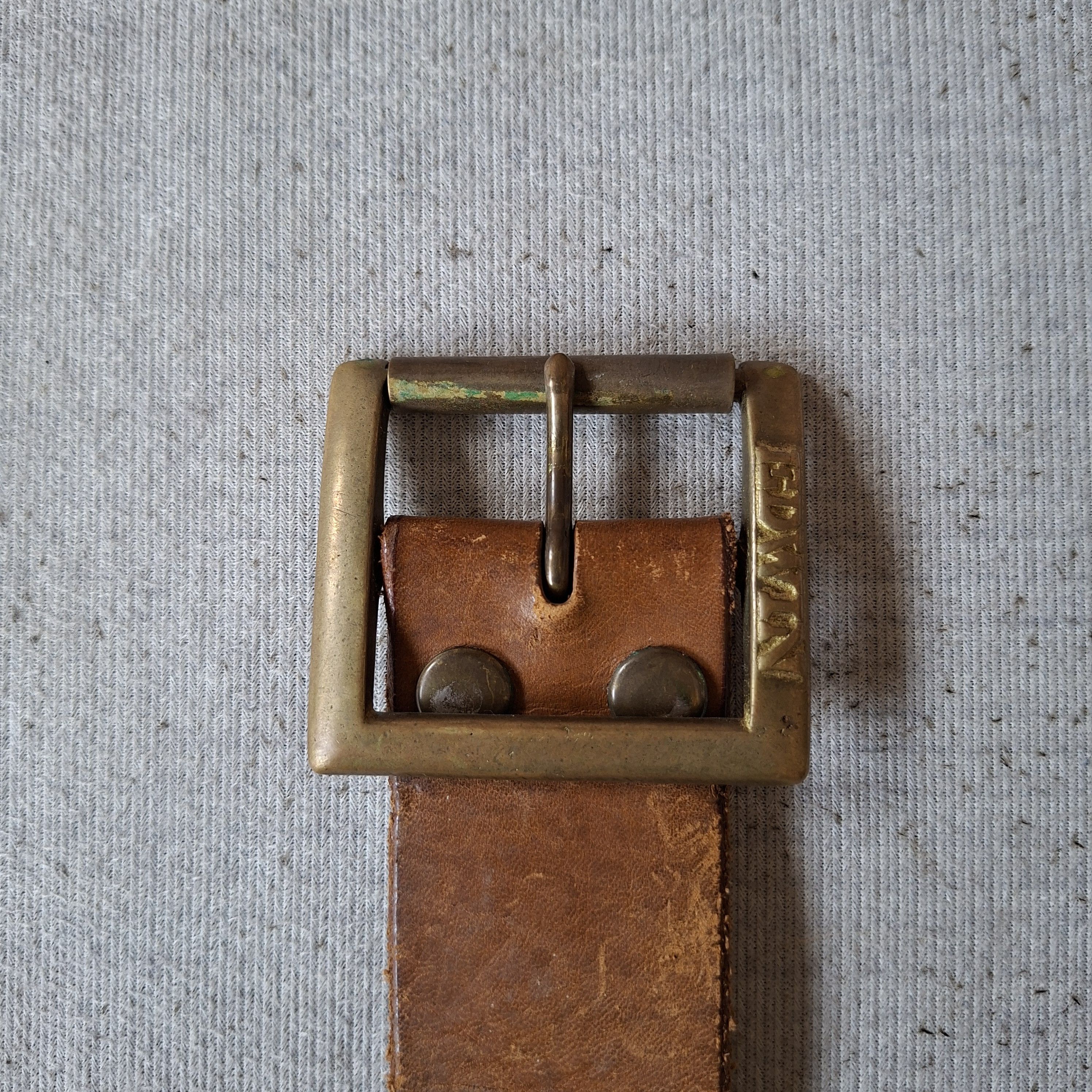 Edwin 🧱 Vintage edwin jeans solid brass garrison leather belt Size ONE SIZE - 3 Thumbnail