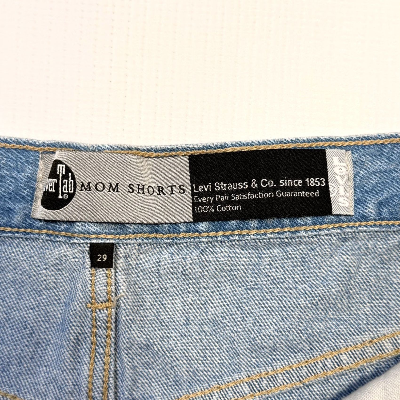 Levi's Levi's SilverTab Mom Shorts Womens 29 Blue Cutoff Denim Distressed High Rise Size 29" - 6 Thumbnail