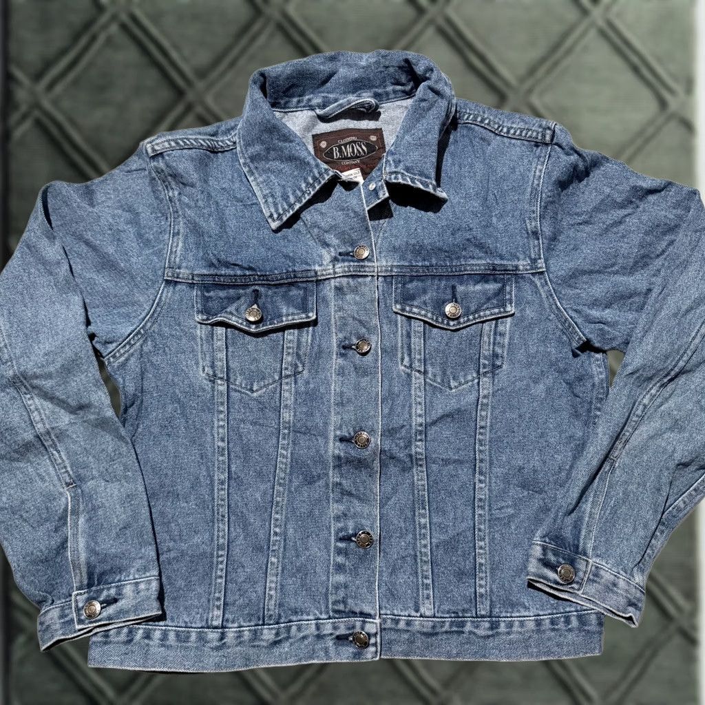 Denime Vintage B. Moss Denim Jacket Blue Cotton Button Classic Men Large Denim Jean Jacket Size US 33 - 1 Thumbnail